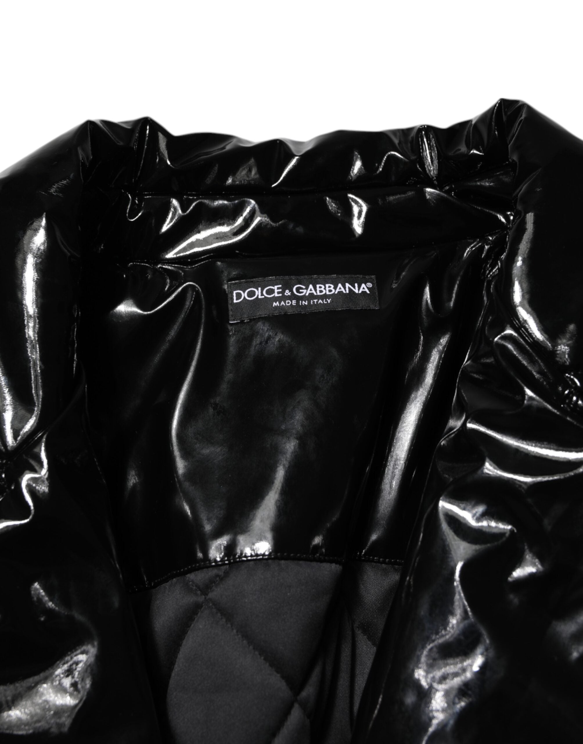 Dolce & Gabbana Polyester Black Quilted Puffer Coat Jacket