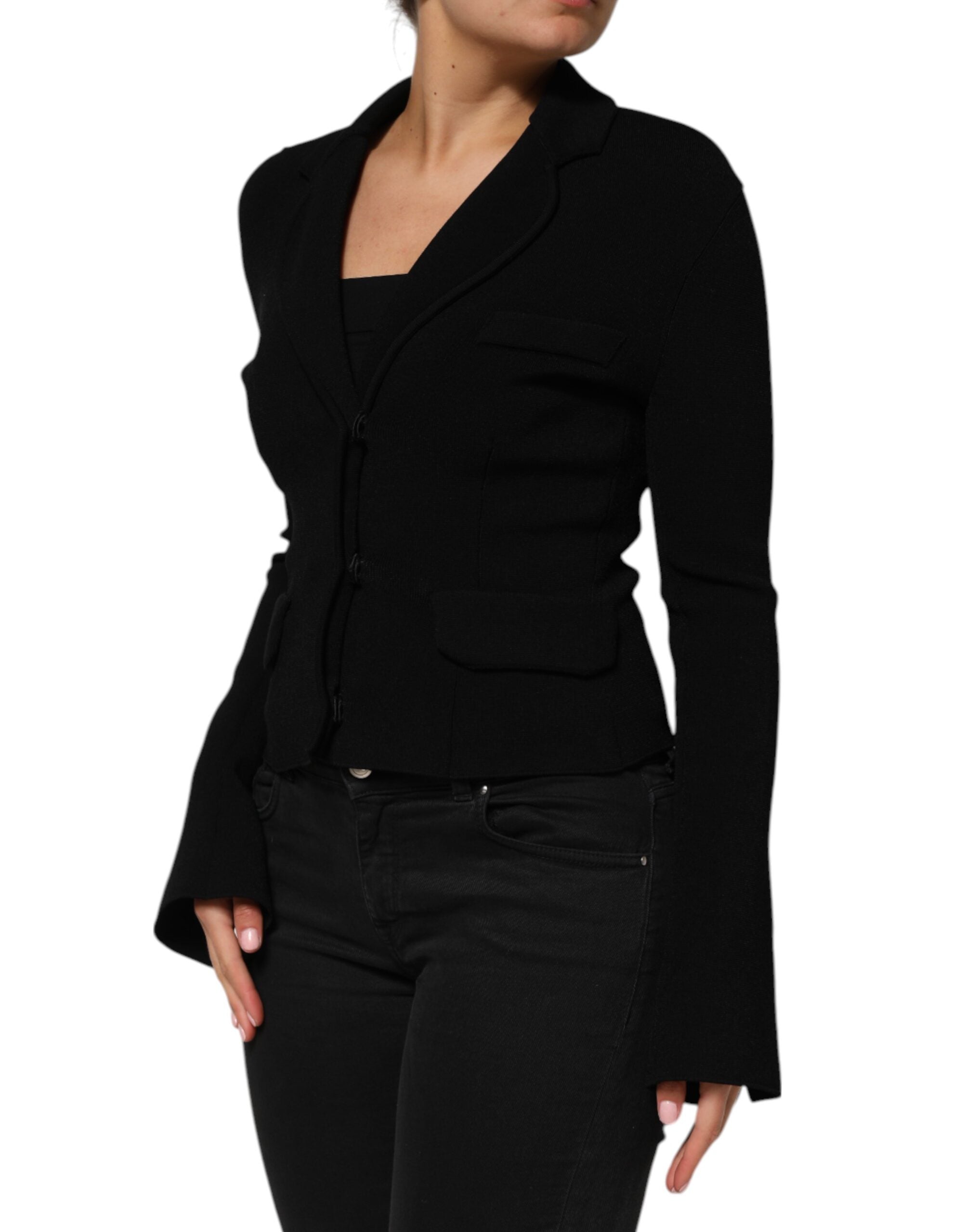 Dolce & Gabbana Black Viscose Single Breasted Blazer Jacket
