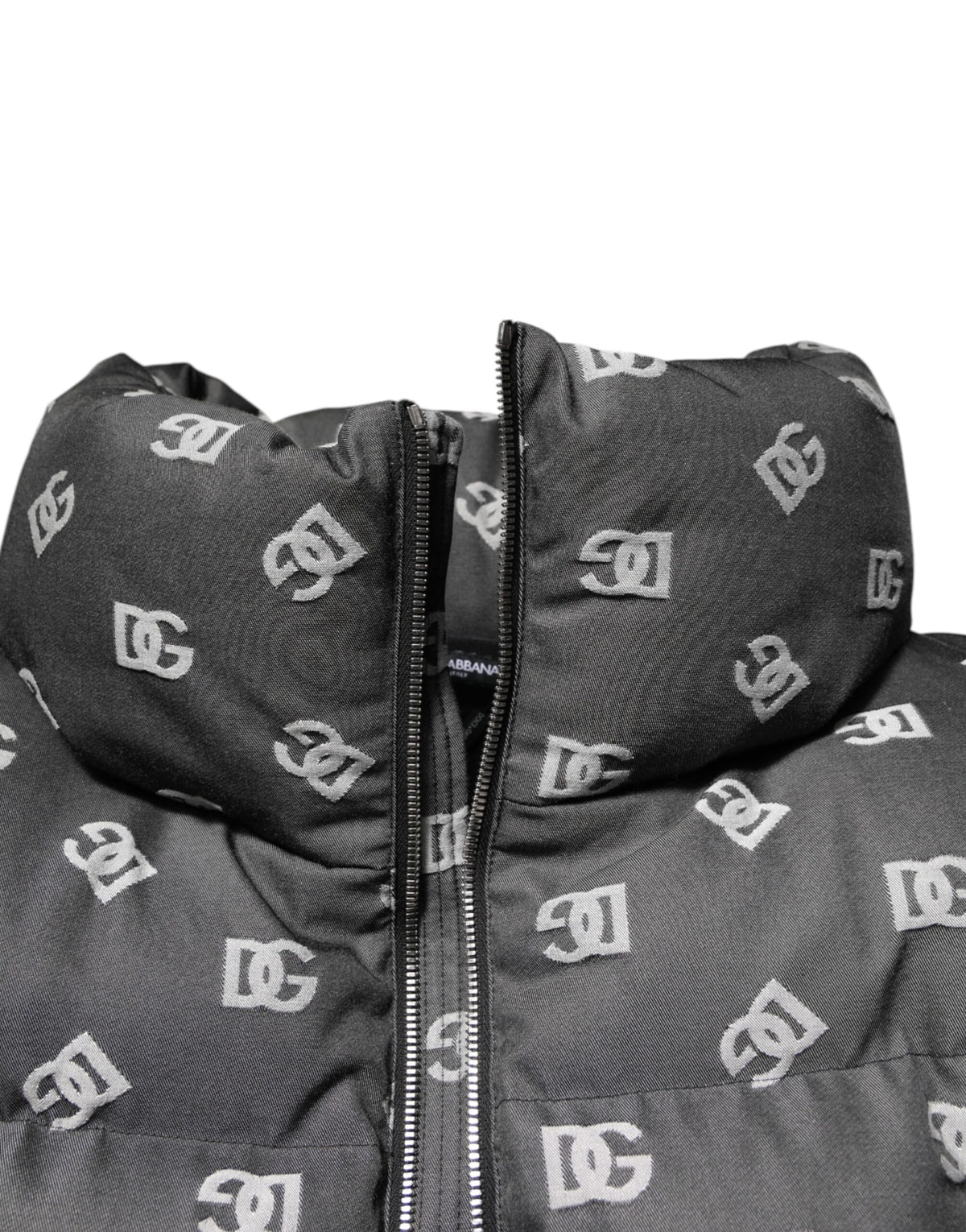 New Dolce & Gabbana Black DG Monogram Full Zip Puffer Men Jacket