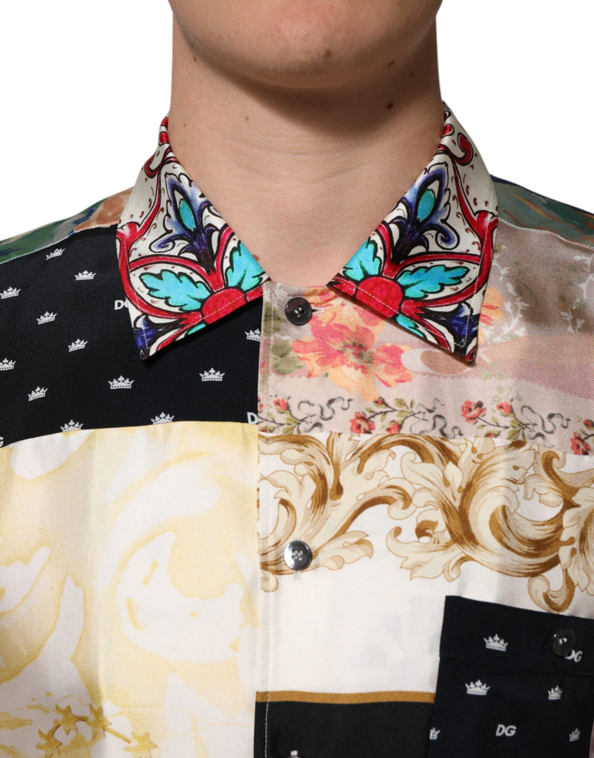 New Dolce & Gabbana Printed Button Down Casual Shirt