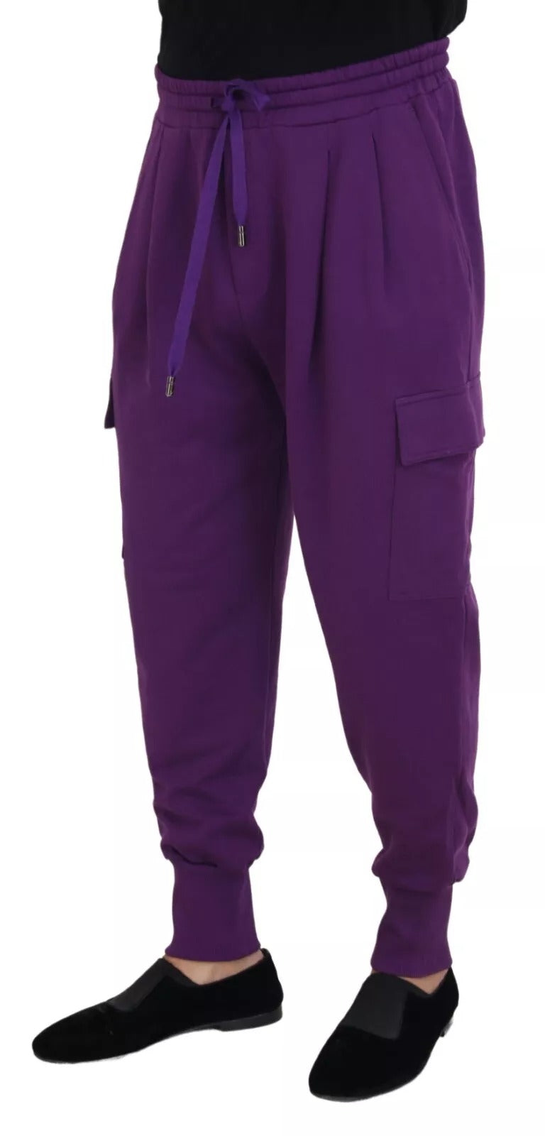 Pre-Owned Dolce & Gabbana Purple Cotton Cargo Sweatpants Jogging Pants