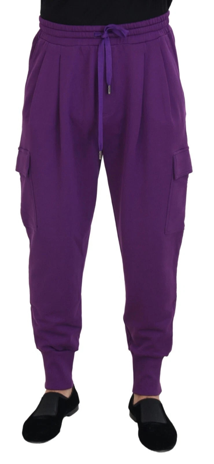 Pre-Owned Dolce & Gabbana Purple Cotton Cargo Sweatpants Jogging Pants