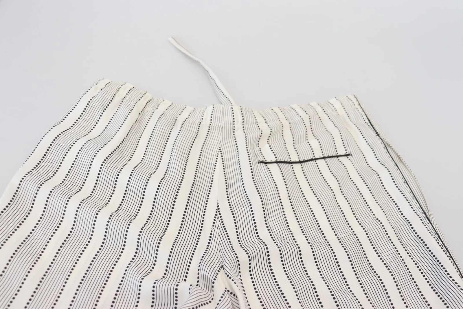 New Dolce & Gabbana White Stripes Silk Lounge Trouser Pants