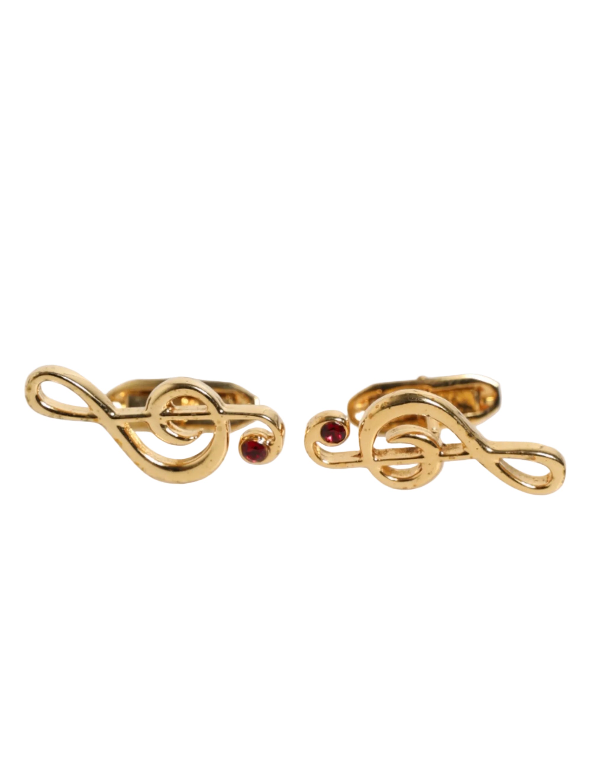 Dolce & Gabbana Gold Musical Note Metal Brass Pin Men Accessory Cufflinks