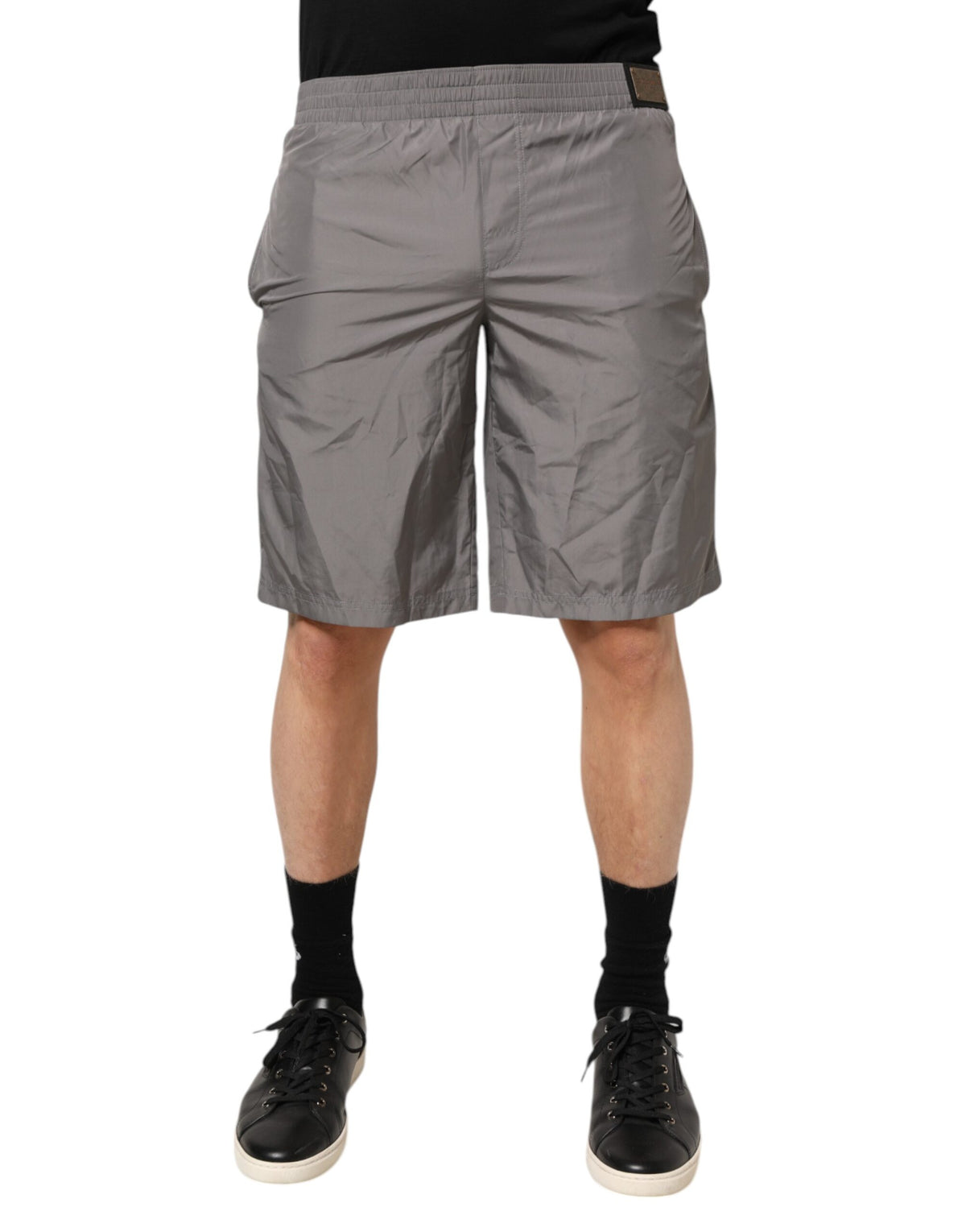 Dolce & Gabbana Light Gray Nylon Elastic Waist Shorts Swimwear