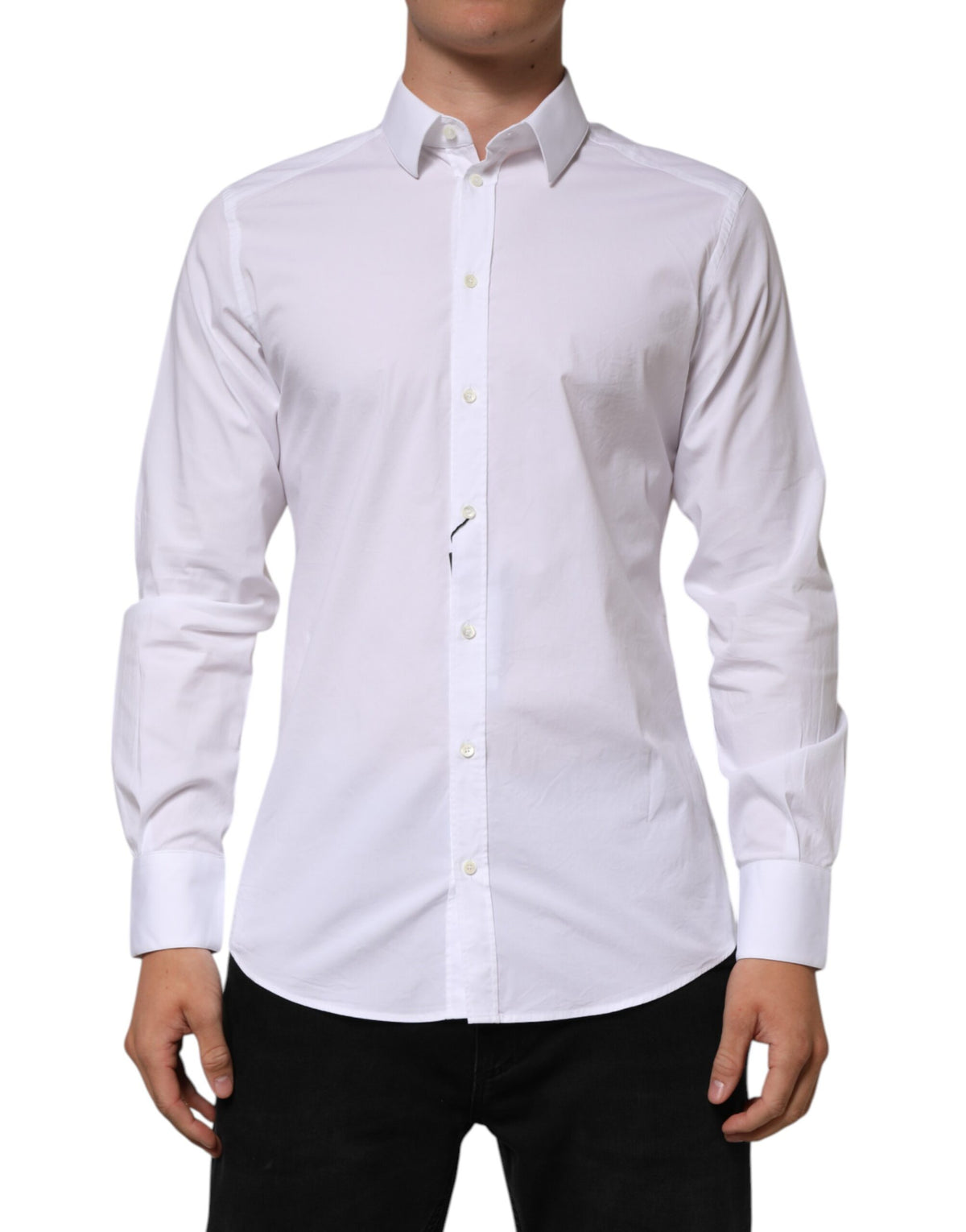 New Dolce & Gabbana White Cotton GOLD Long Sleeves Formal Men Shirt