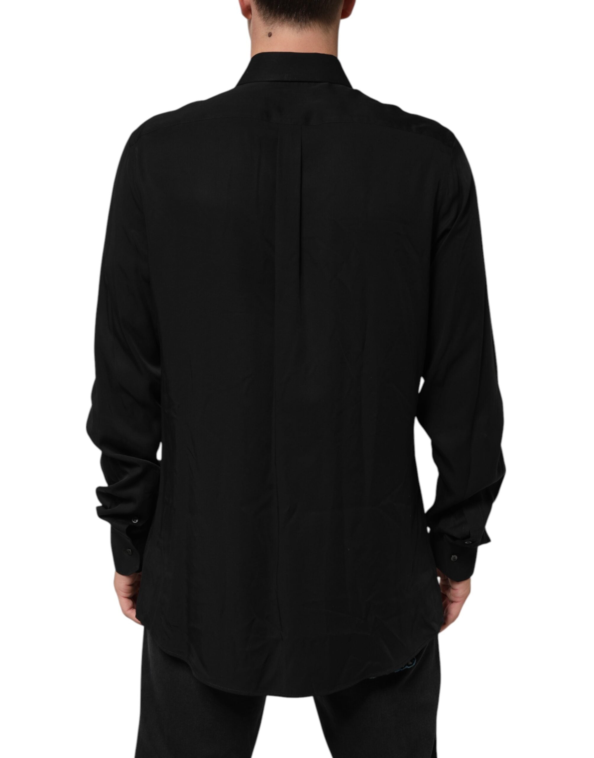 New Dolce & Gabbana Black Long Sleeve Formal Dress Shirt