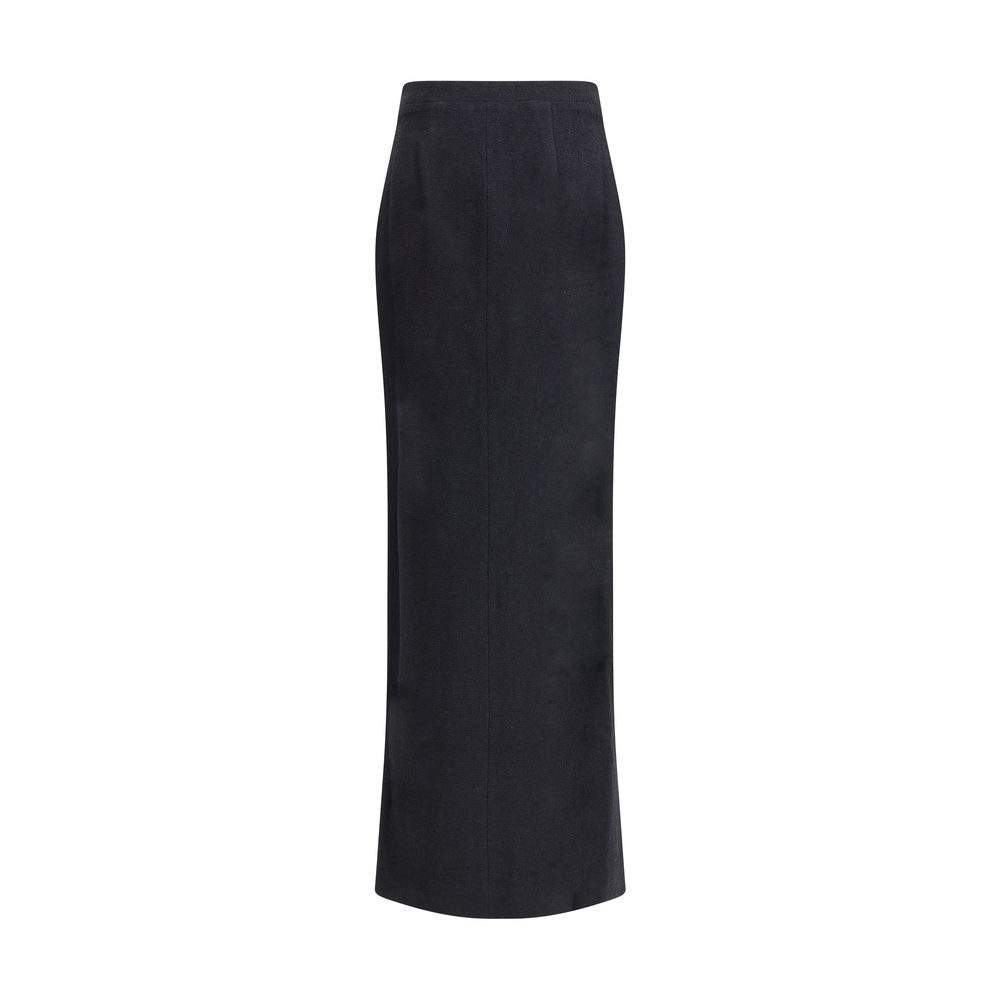 Alessandra Rich Black Wool Long Skirt