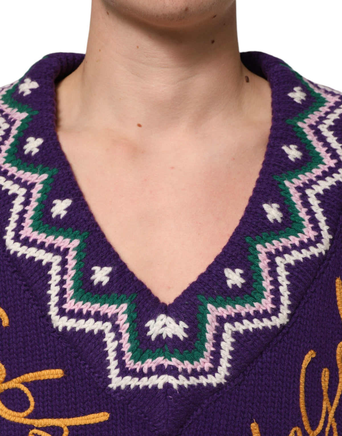 New Dolce & Gabbana Purple Wool DG Logo Men Knit Pullover Sweater