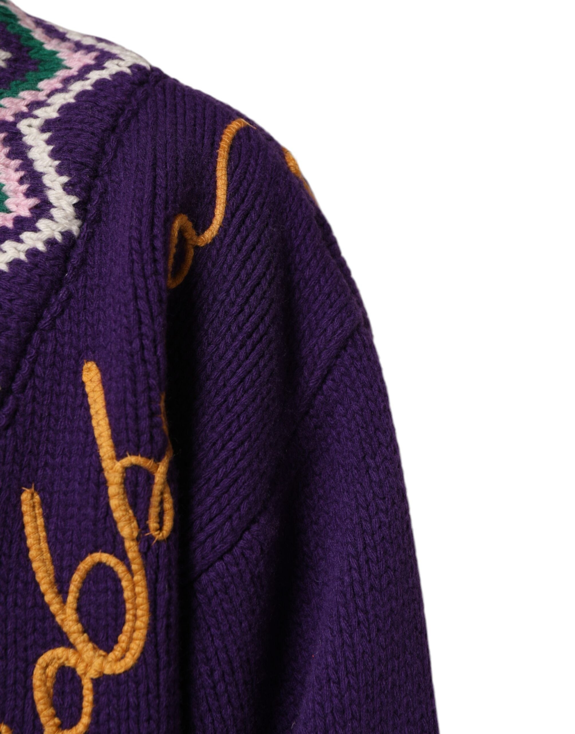 New Dolce & Gabbana Purple Wool DG Logo Men Knit Pullover Sweater