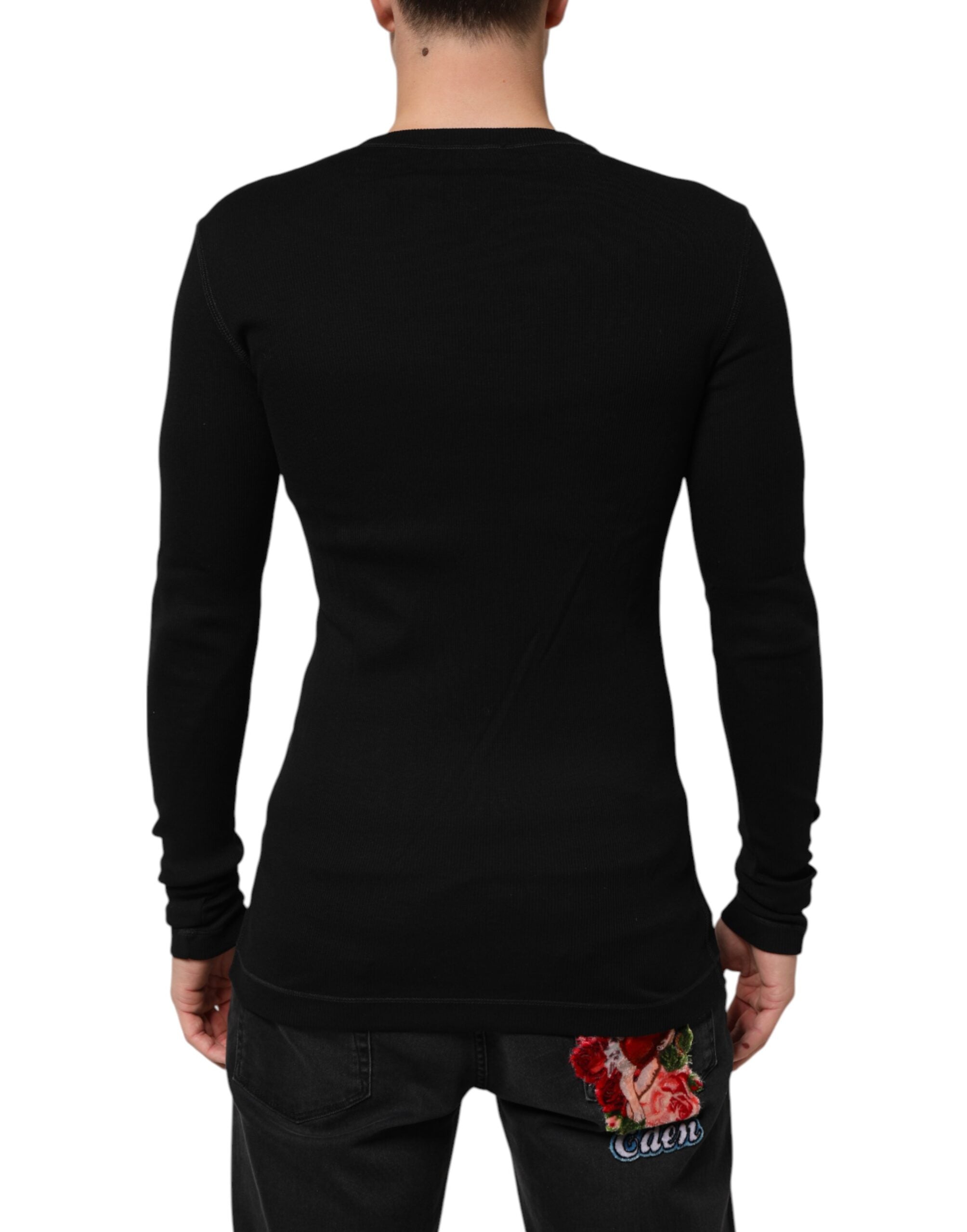 Dolce & Gabbana Black Cotton Button Up Men Cardigan Sweater