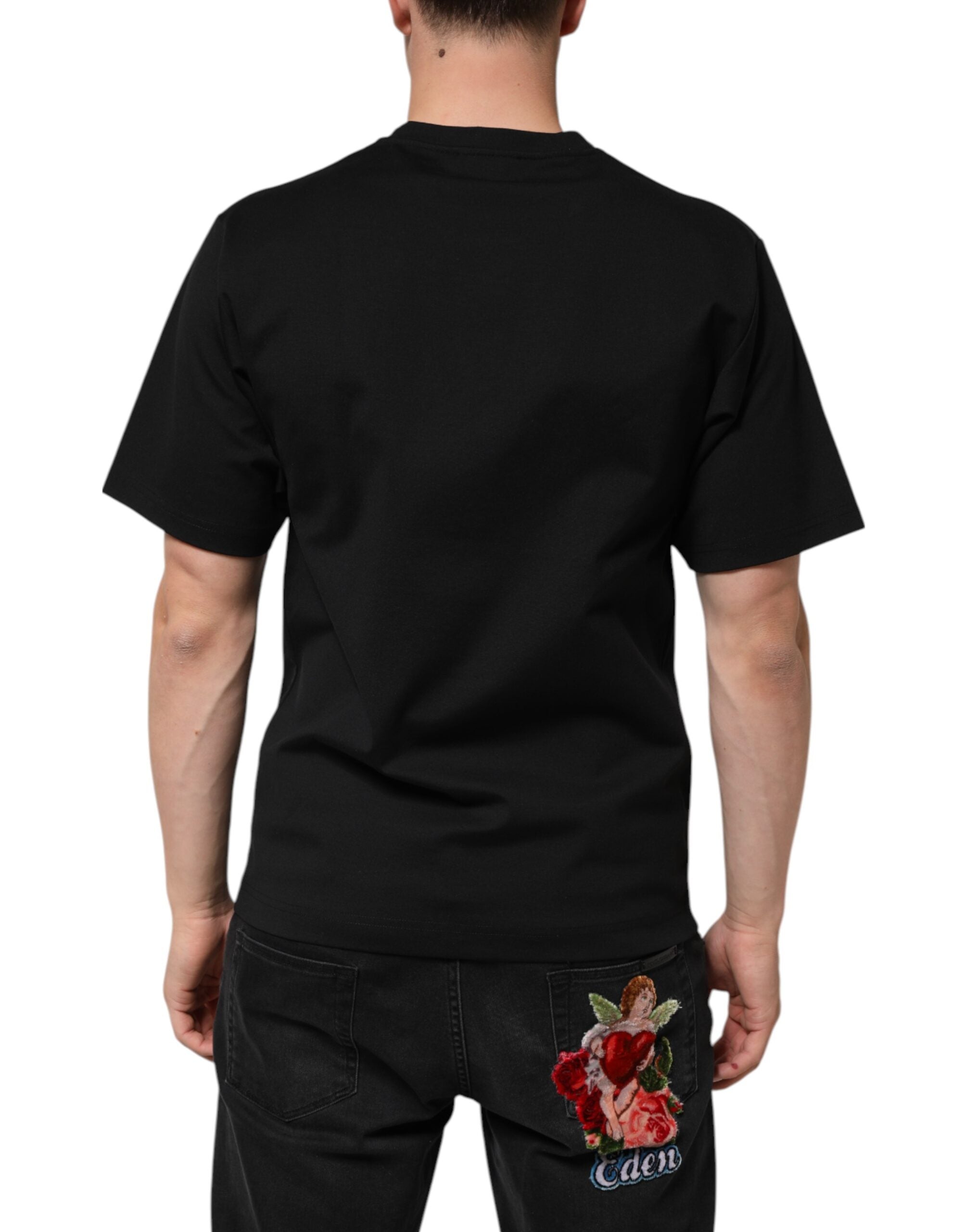 New Dolce & Gabbana Black Cotton DG Logo Graffiti Short Sleeve T-shirt