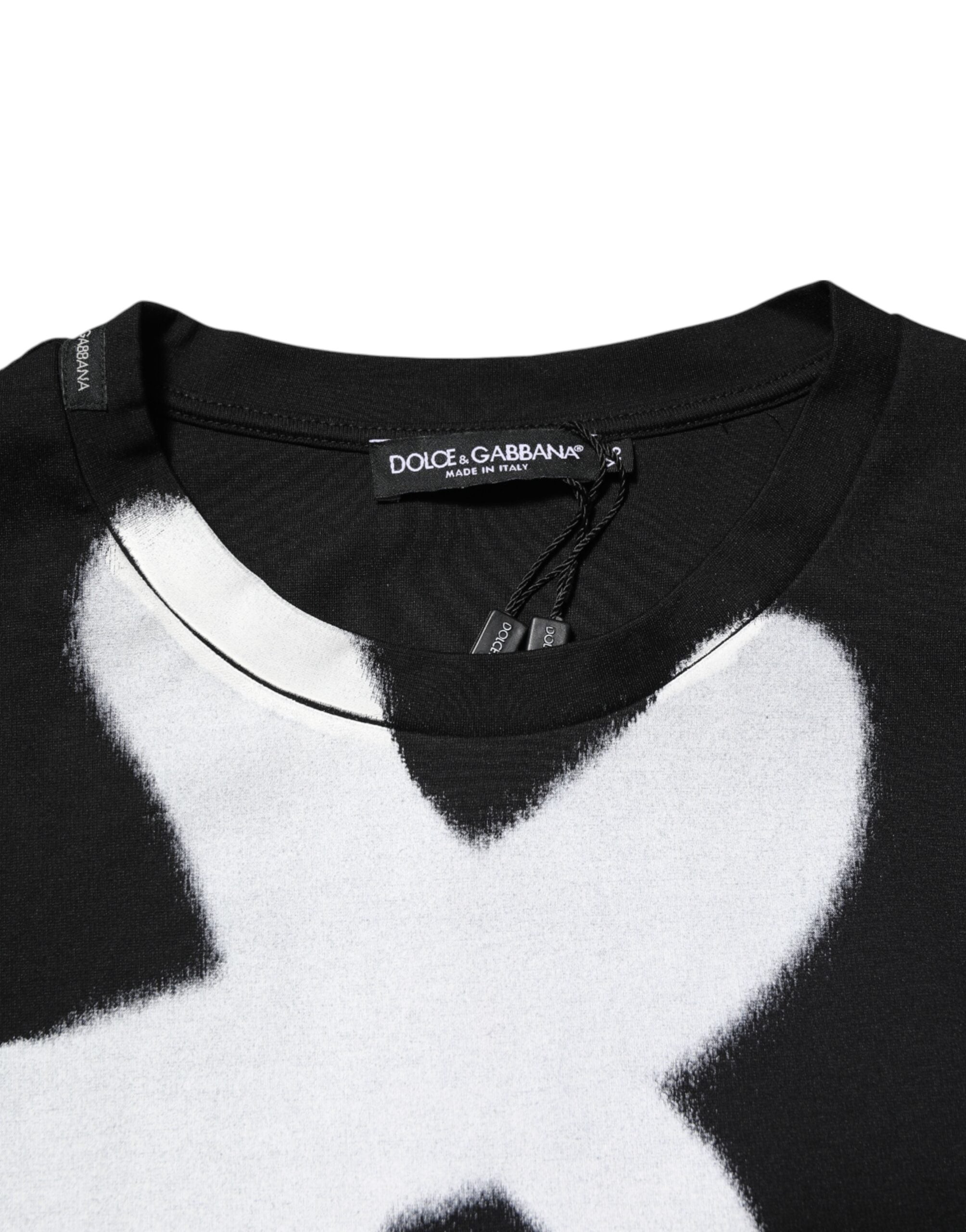 New Dolce & Gabbana Black Cotton DG Logo Graffiti Short Sleeve T-shirt