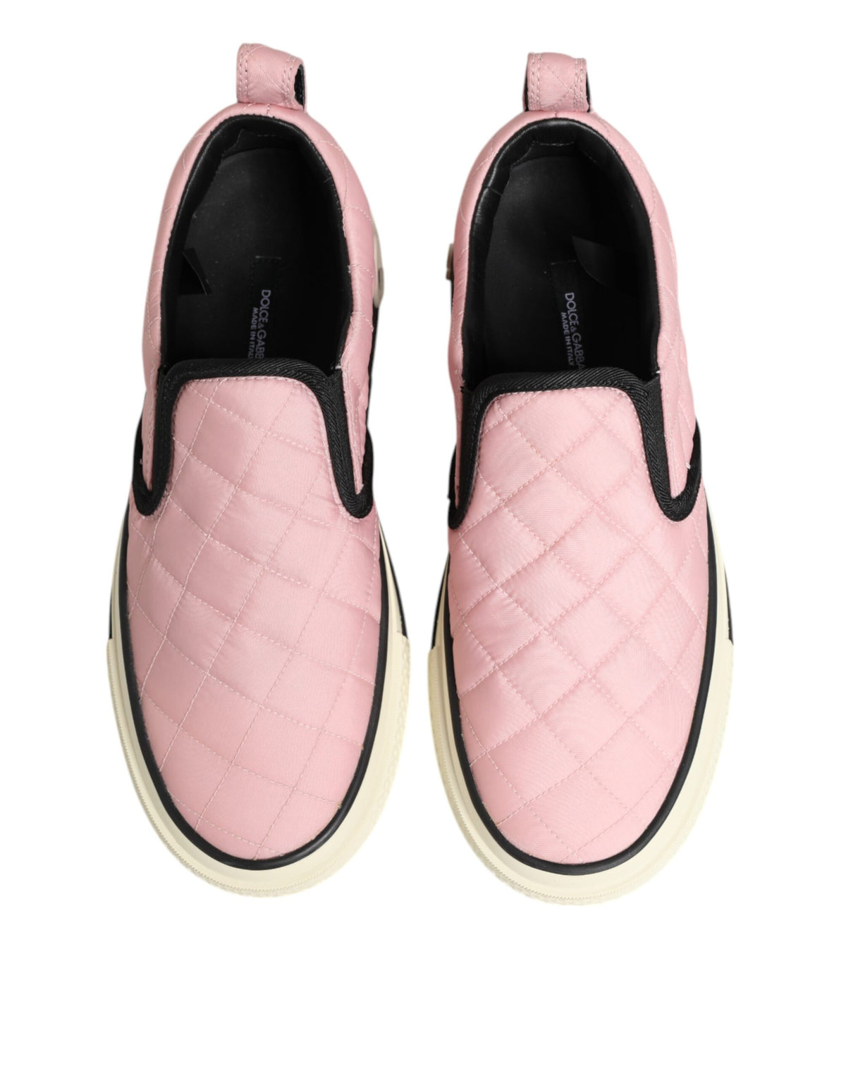 New Dolce & Gabbana Pink Quilted Nylon Slip-On Sneaker Shoes