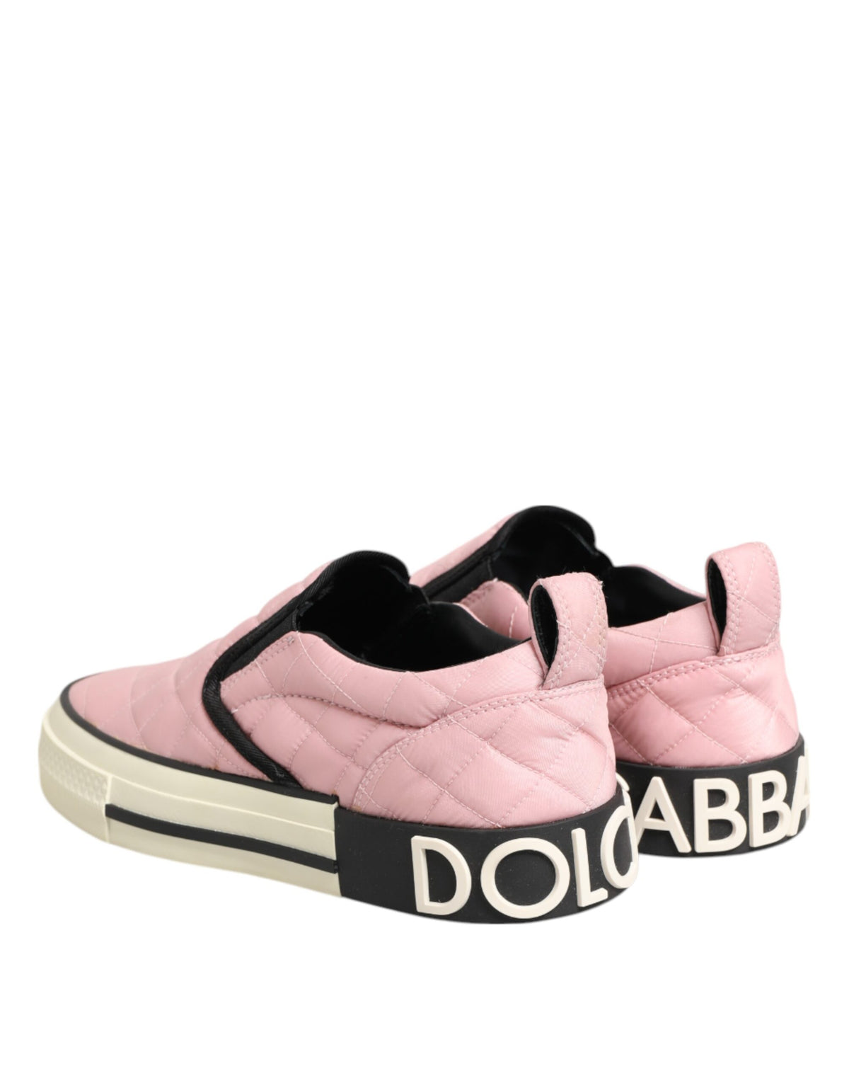 New Dolce & Gabbana Pink Quilted Nylon Slip-On Sneaker Shoes