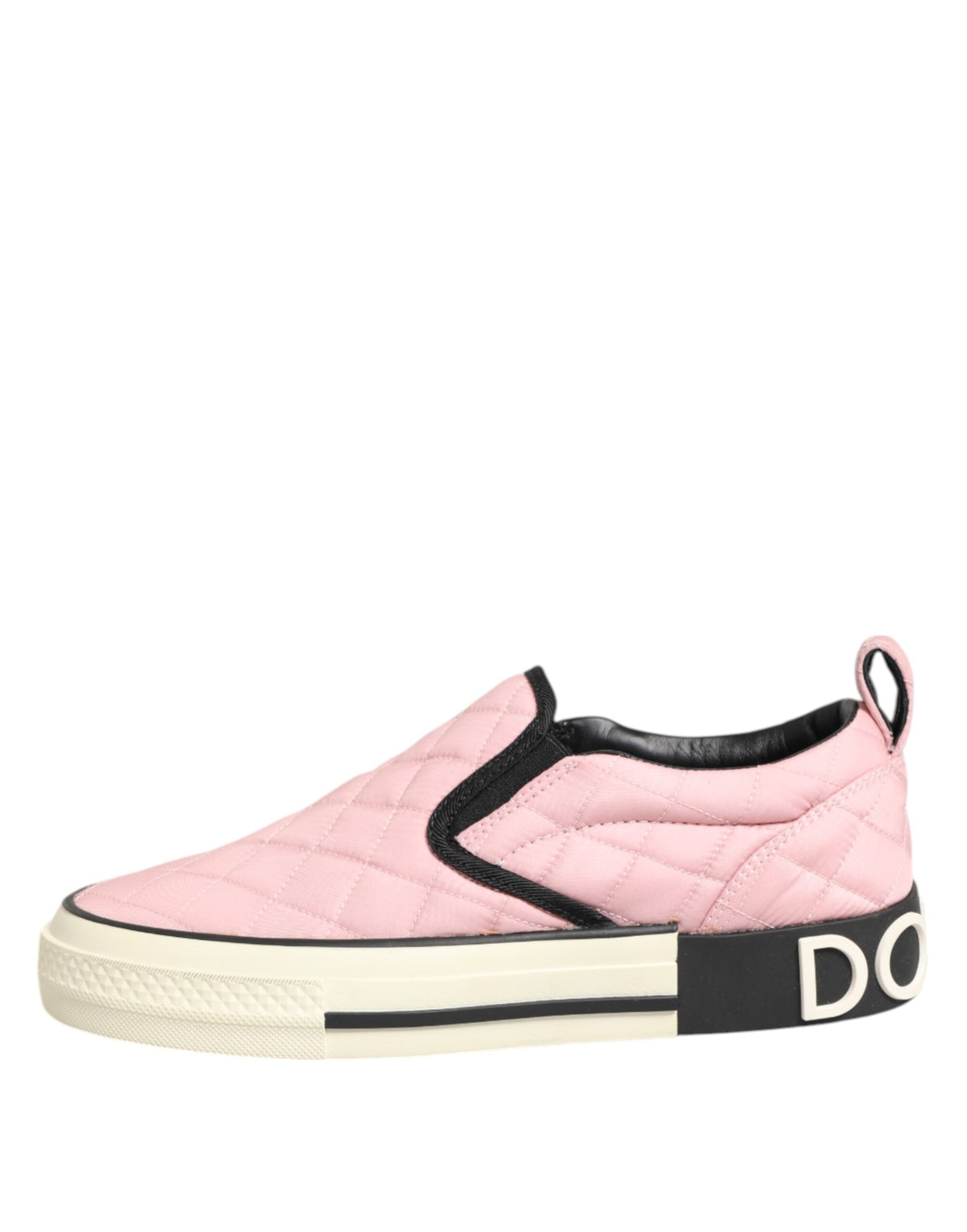 New Dolce & Gabbana Pink Quilted Nylon Slip-On Sneaker Shoes