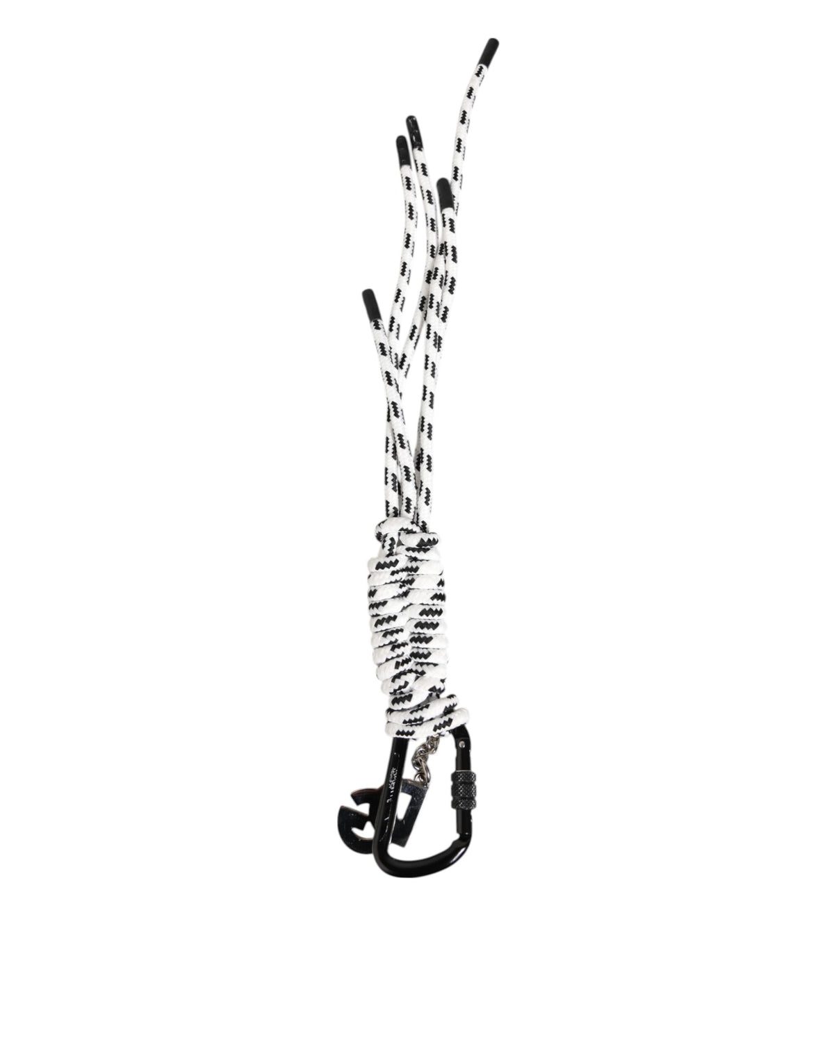 Dolce & Gabbana Black White Tape String DG Logo Keychain Keyring