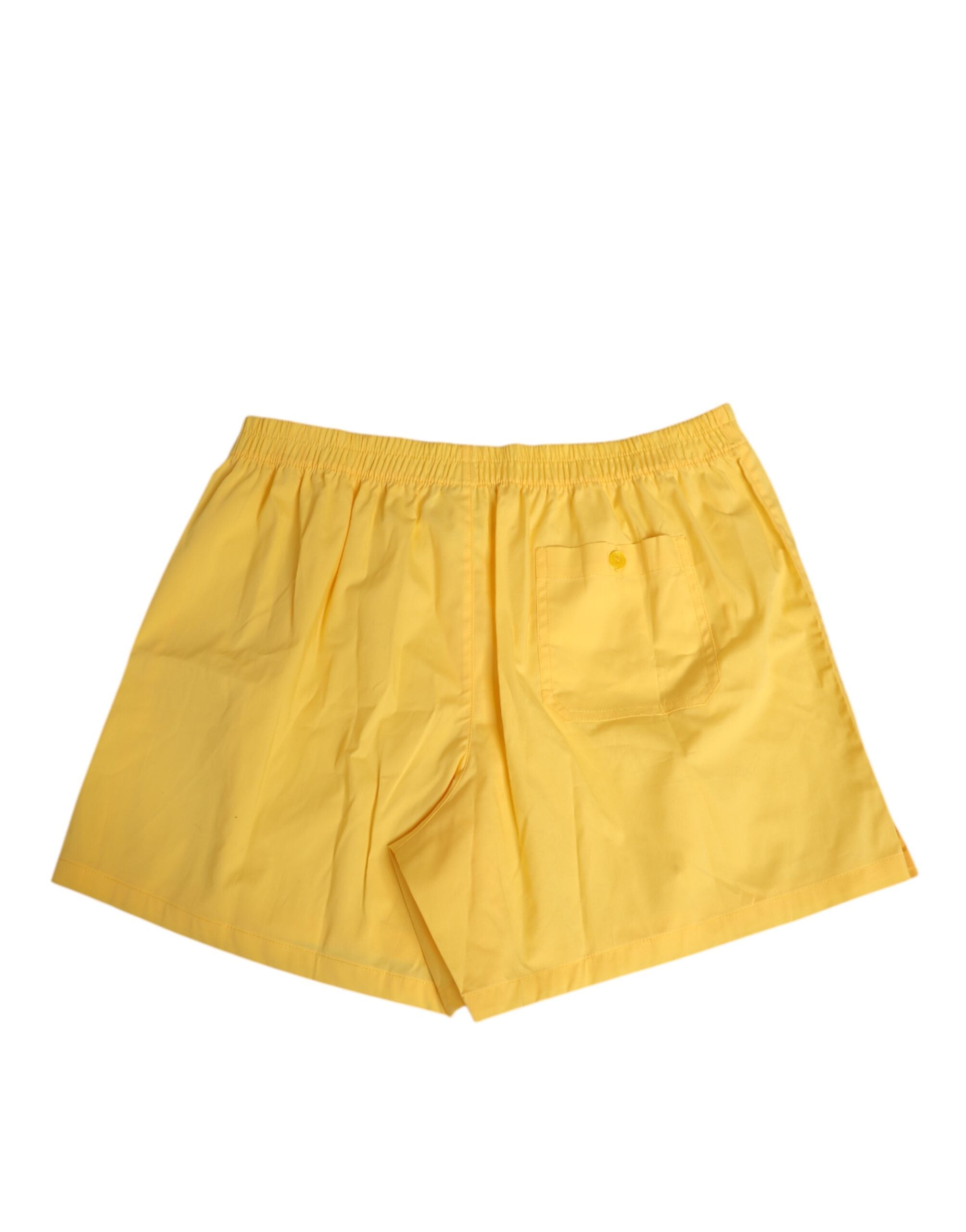 New Dolce & Gabbana Yellow Cotton Elastic Waistband Short Swimwear
