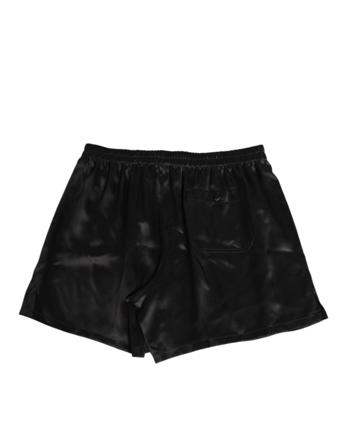 New Dolce & Gabbana Black Silk Satin Elastic Men Boxer Short Swimwear