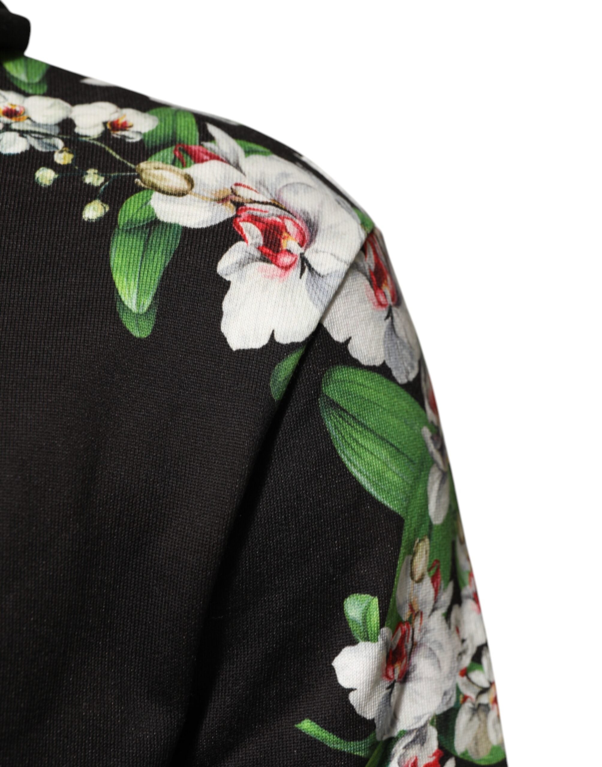 Dolce & Gabbana KING Black Orchid Floral Crown Logo Hoodie Sweater