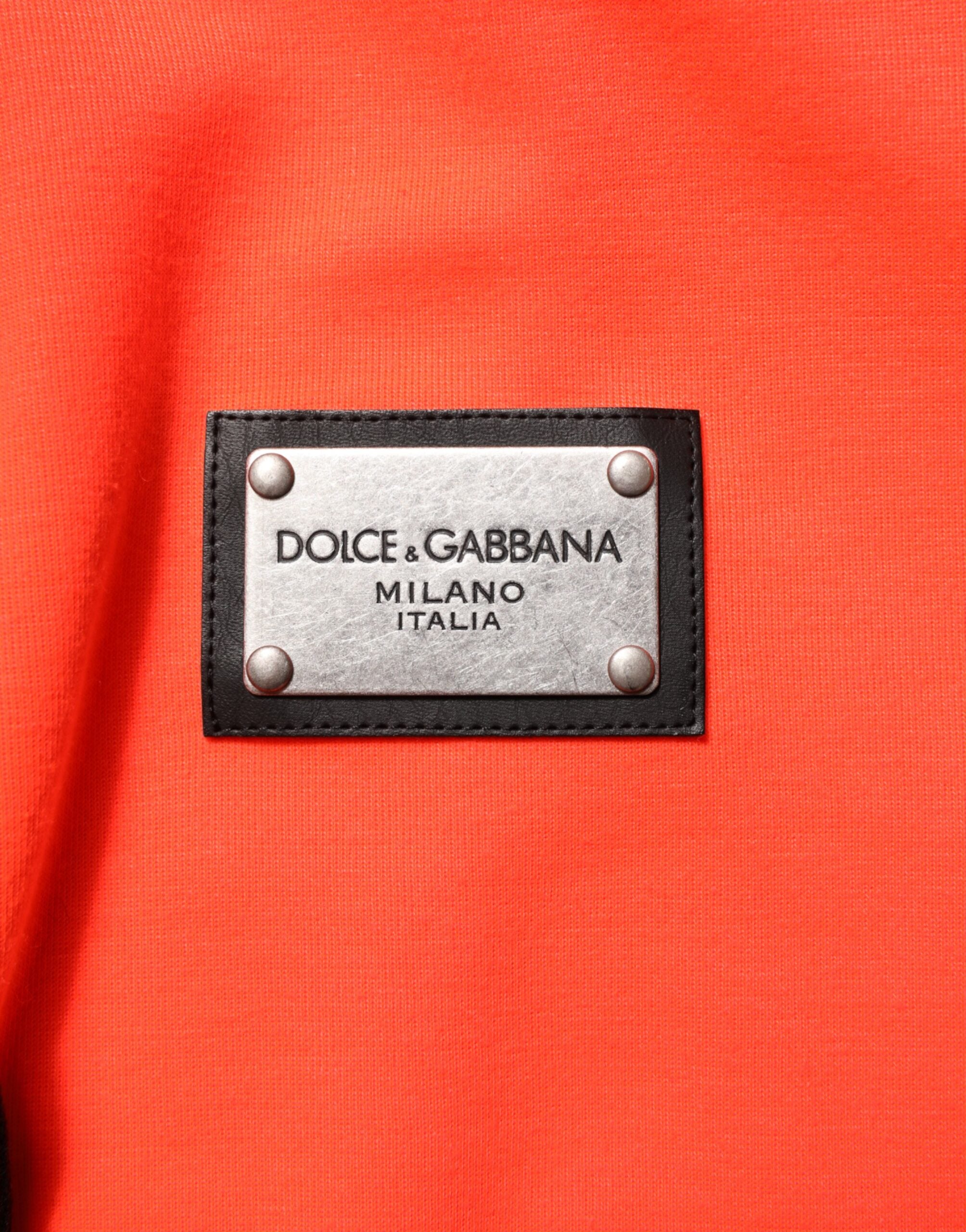 New Dolce & Gabbana Red Fluorescent Logo Patch Hoodie Sweater