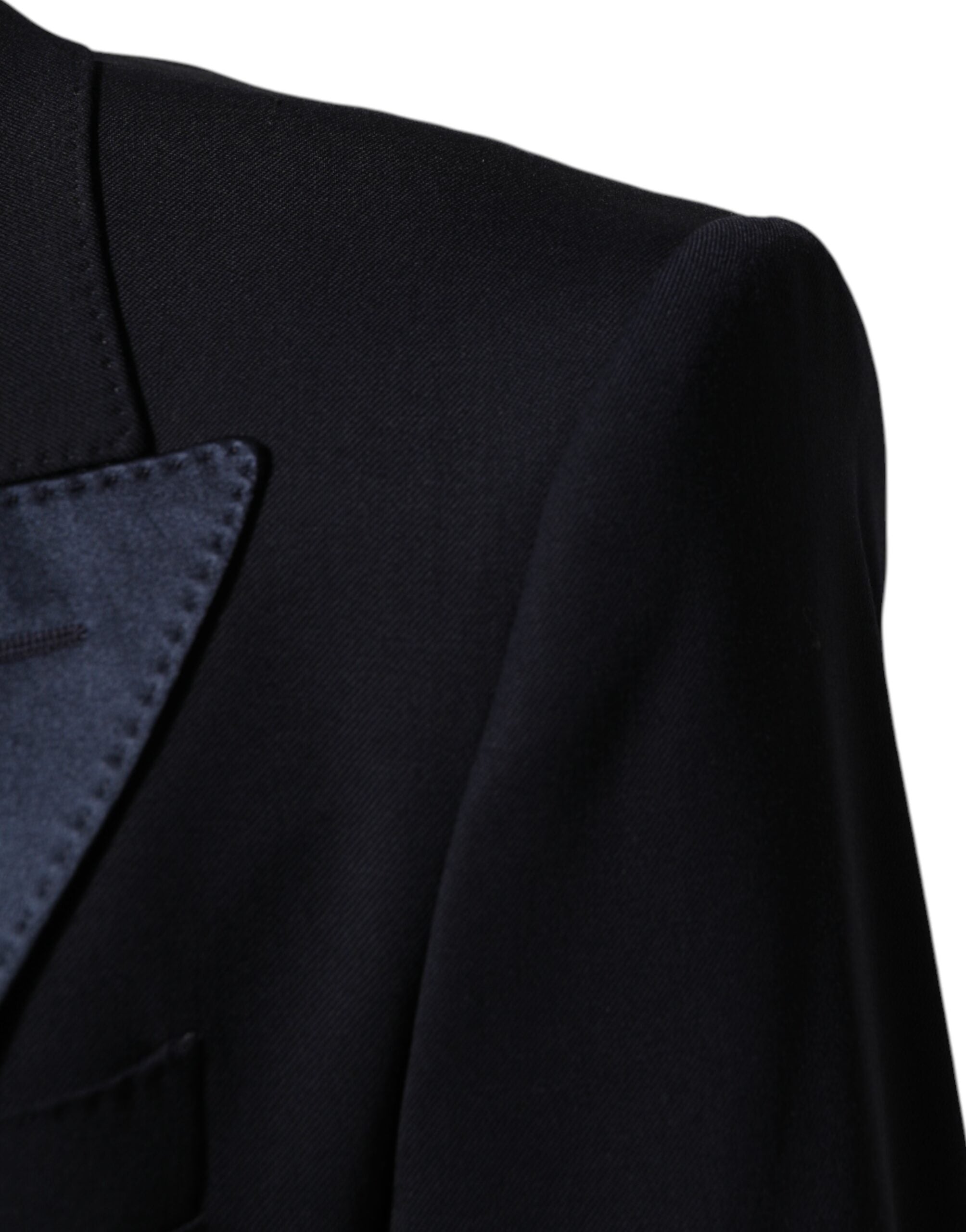 Dolce & Gabbana Dark Blue 3 Piece Wool Silk Blend Suit SICILIA