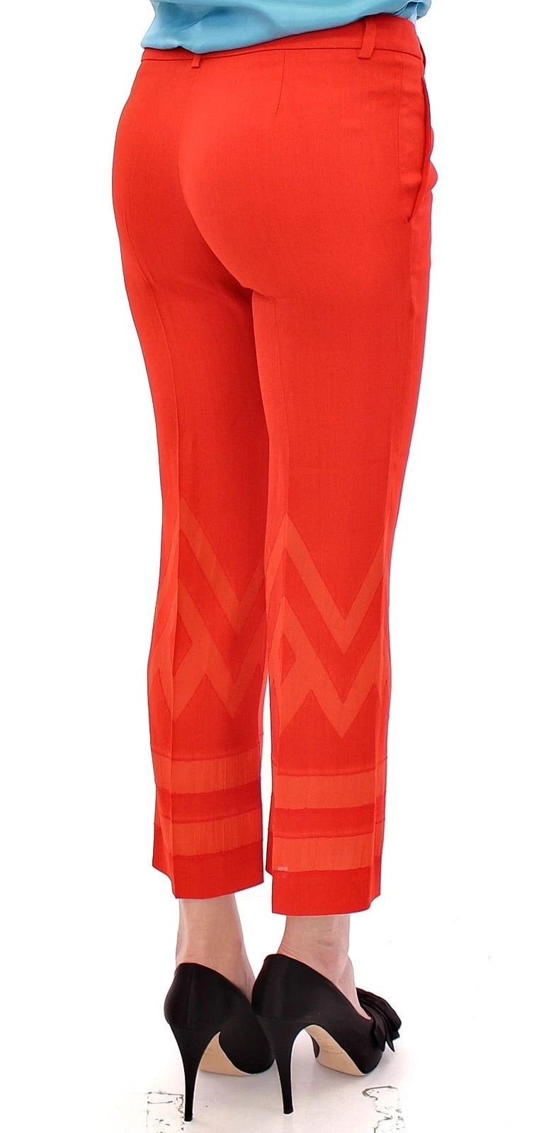 New Versace Collection Red Pants Cropped 3/4 Short Nude Capri Pants