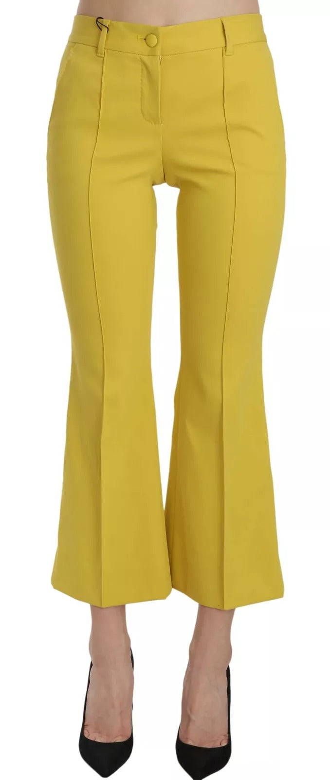 Dolce & Gabbana Yellow Flared Bootcut Capri Cotton Pants - PreLoved & Luxe