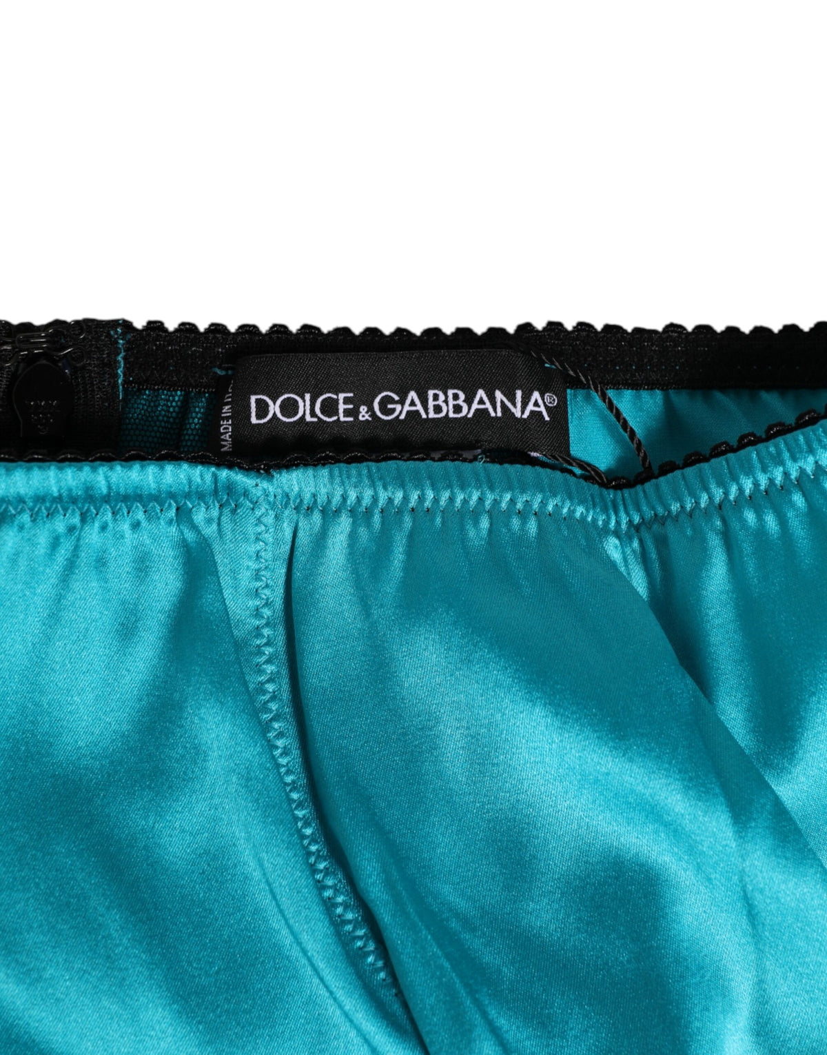 New Dolce & Gabbana Aqua Green Satin High-Waist Briefs Underwear