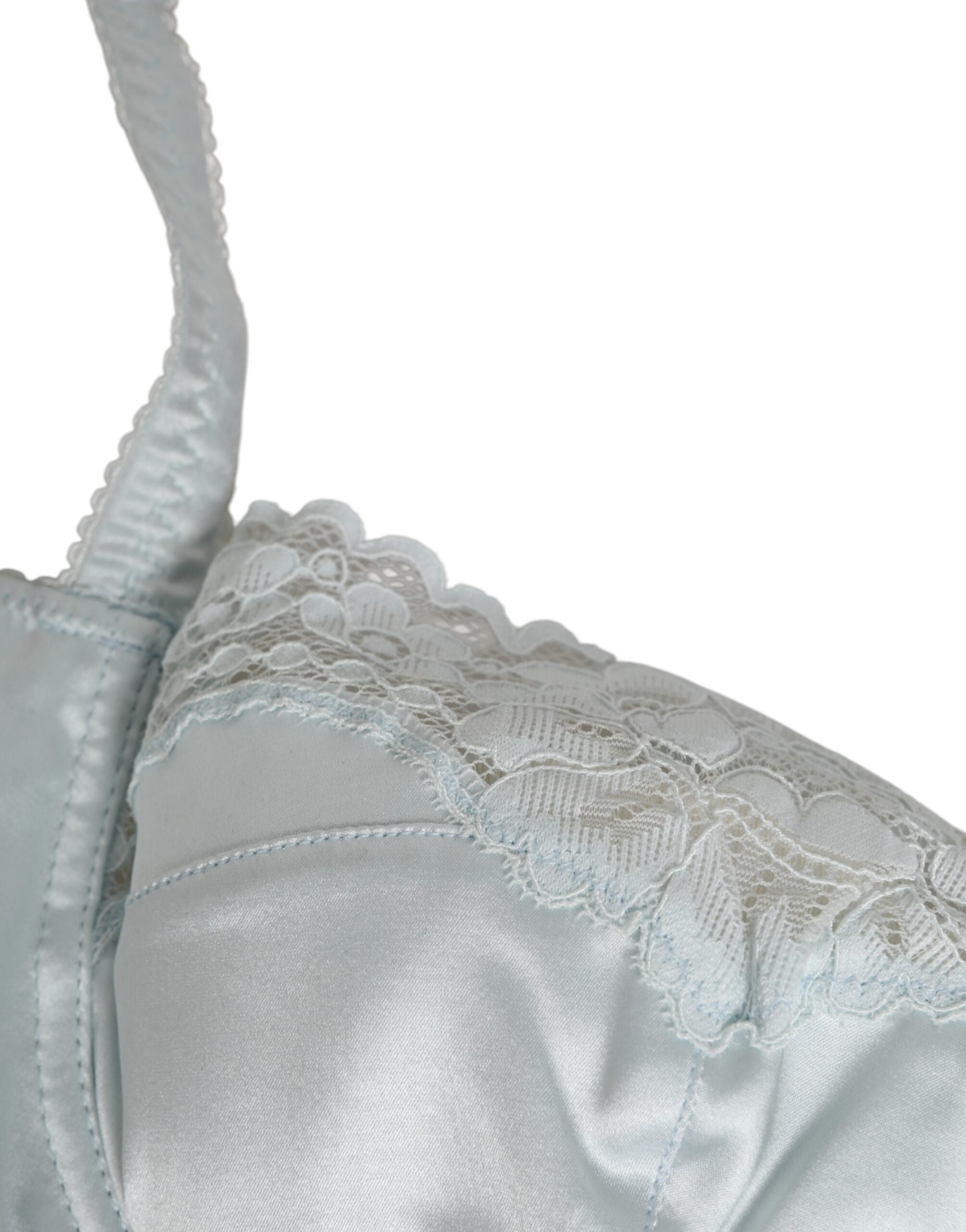New Dolce & Gabbana Light Blue Silk Semi-Padded Balconette Underwear