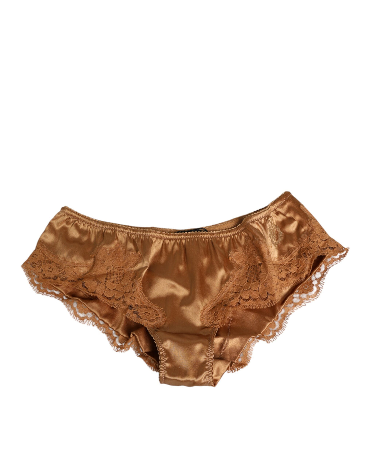 New Dolce & Gabbana Brown Lace Silk Satin Slip Panties Underwear