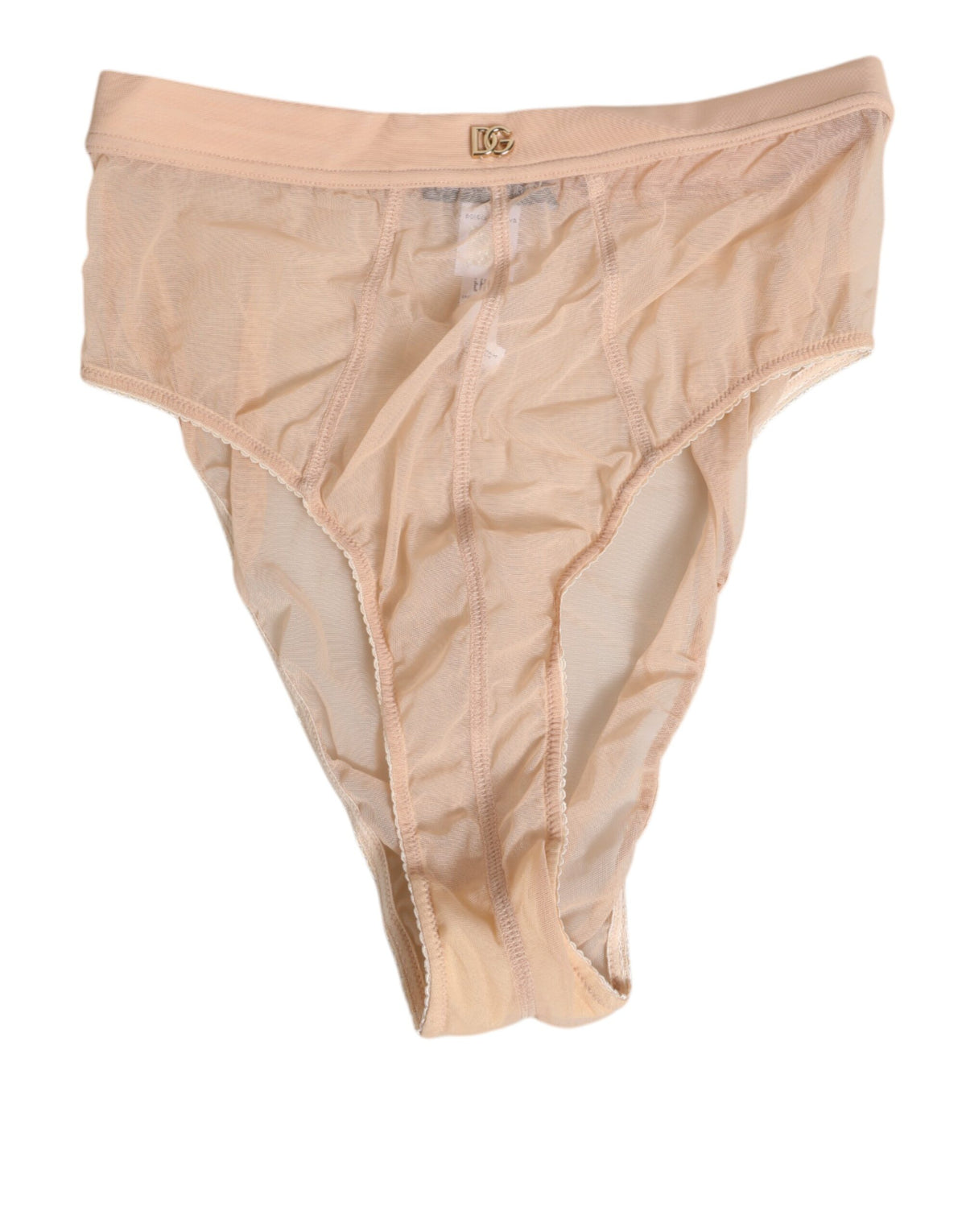 New Dolce & Gabbana Beige Sheer Mesh High Waist Panty Underwear