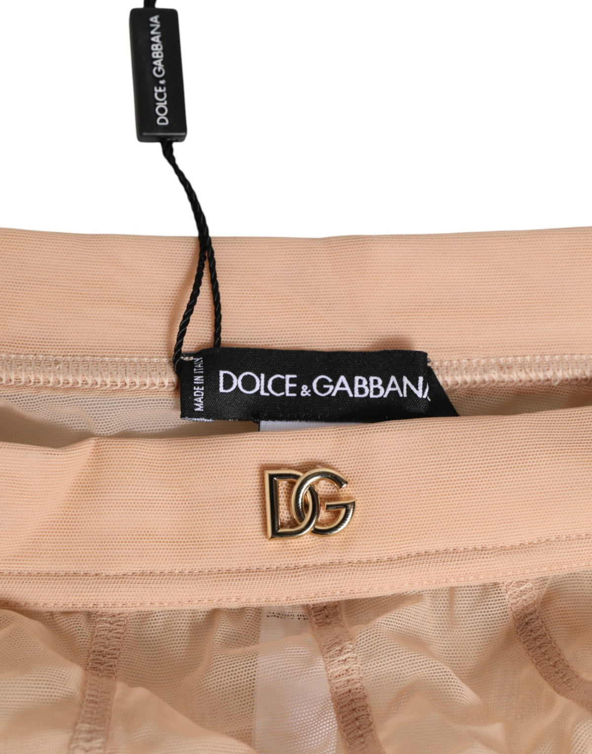 New Dolce & Gabbana Beige Sheer Mesh High Waist Panty Underwear