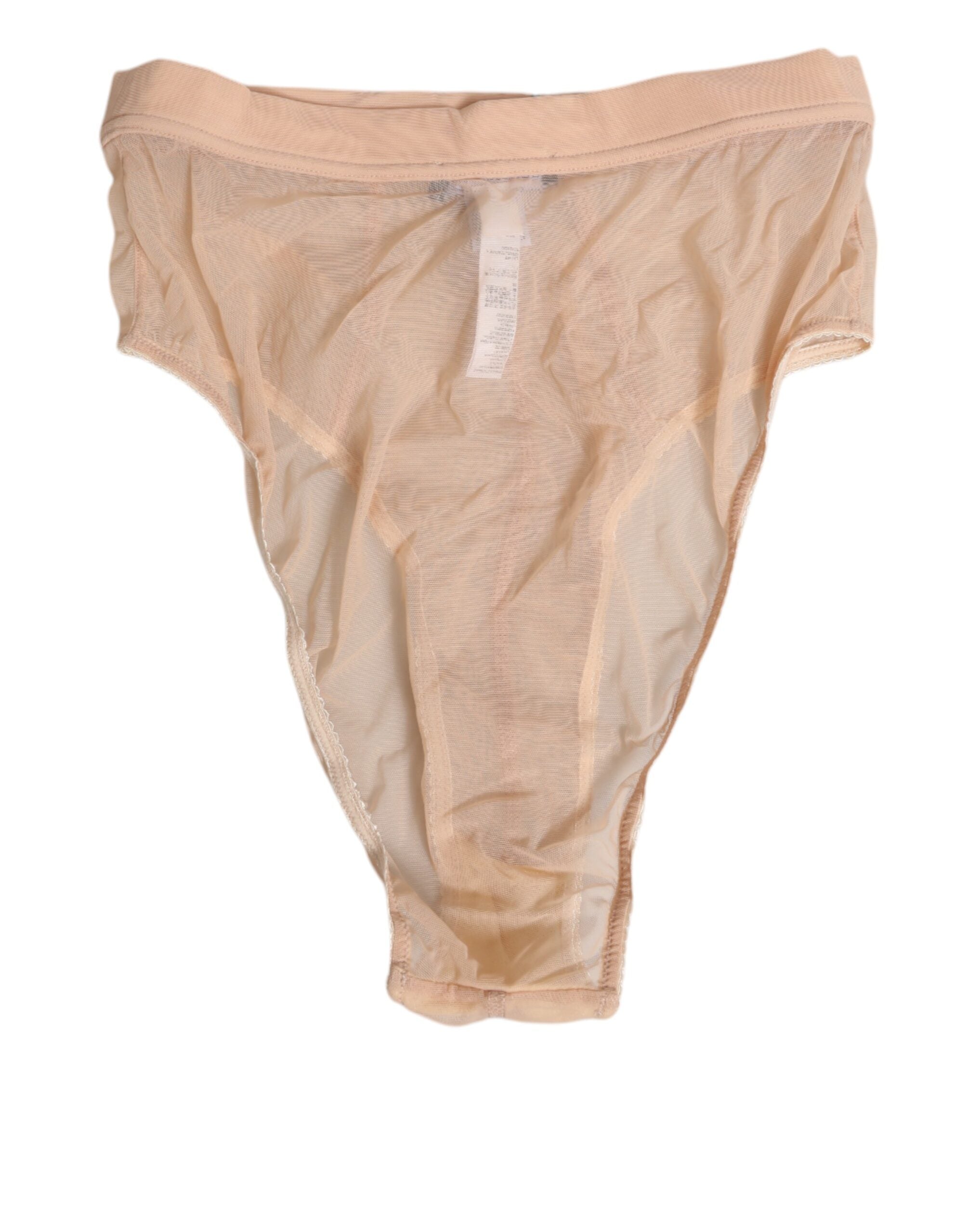 New Dolce & Gabbana Beige Sheer Mesh High Waist Panty Underwear