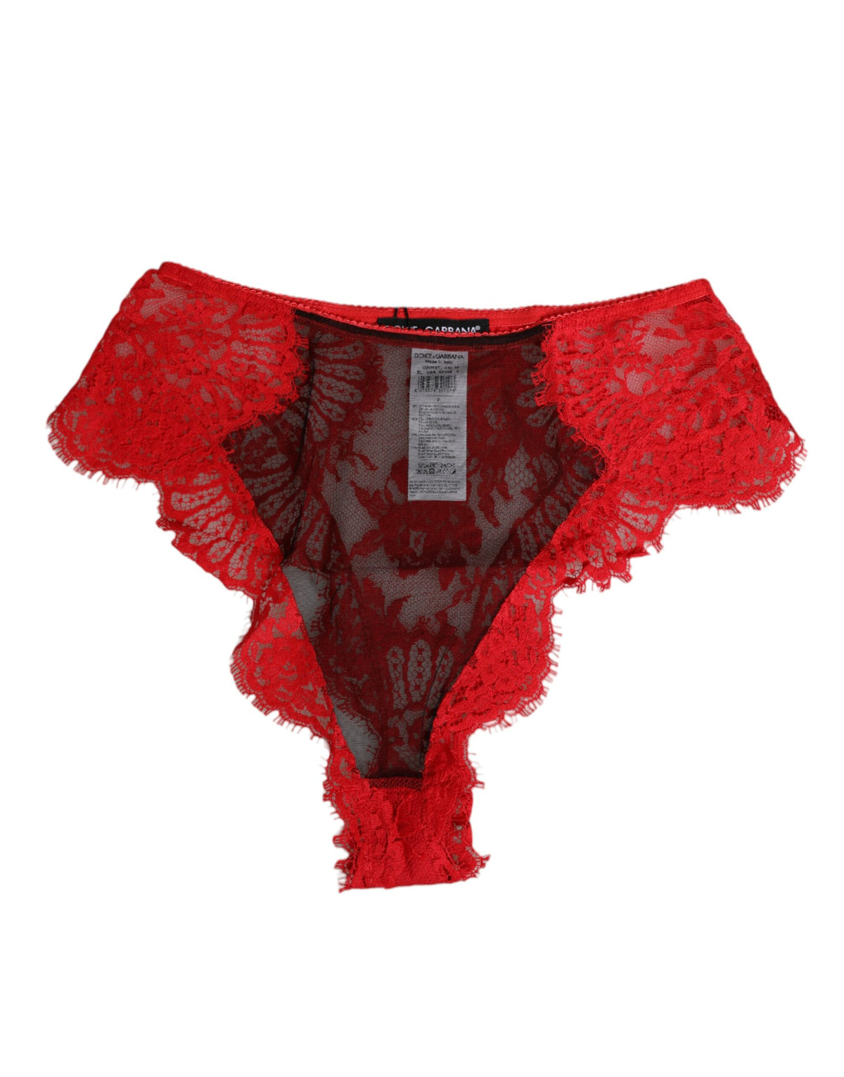 New Dolce & Gabbana Red Floral Lace Sheer Briefs Women Underwear