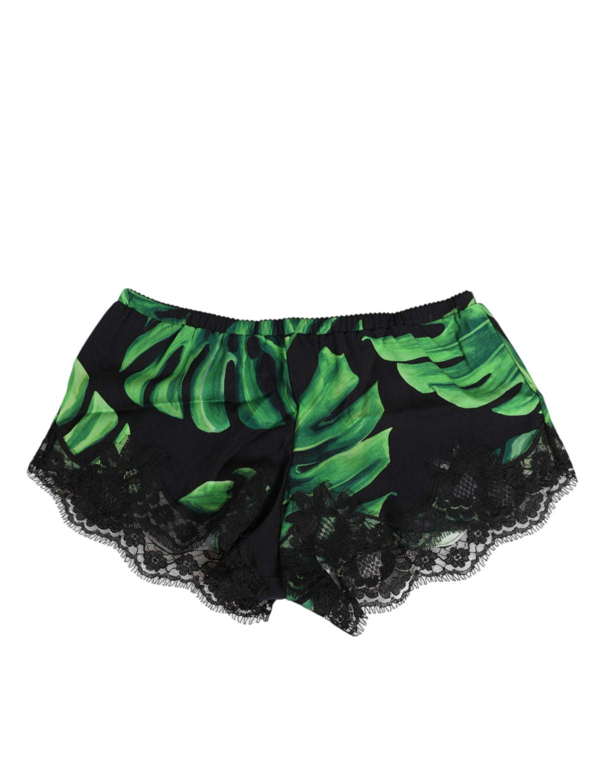 New Dolce & Gabbana Black Green Tropical Print Lace Underwear