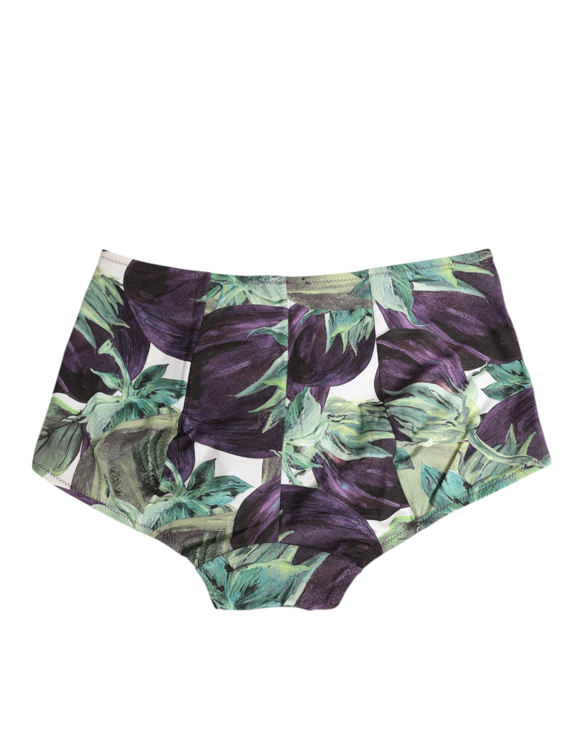 New Dolce & Gabbana Eggplant Print High-Waist Briefs Underwear
