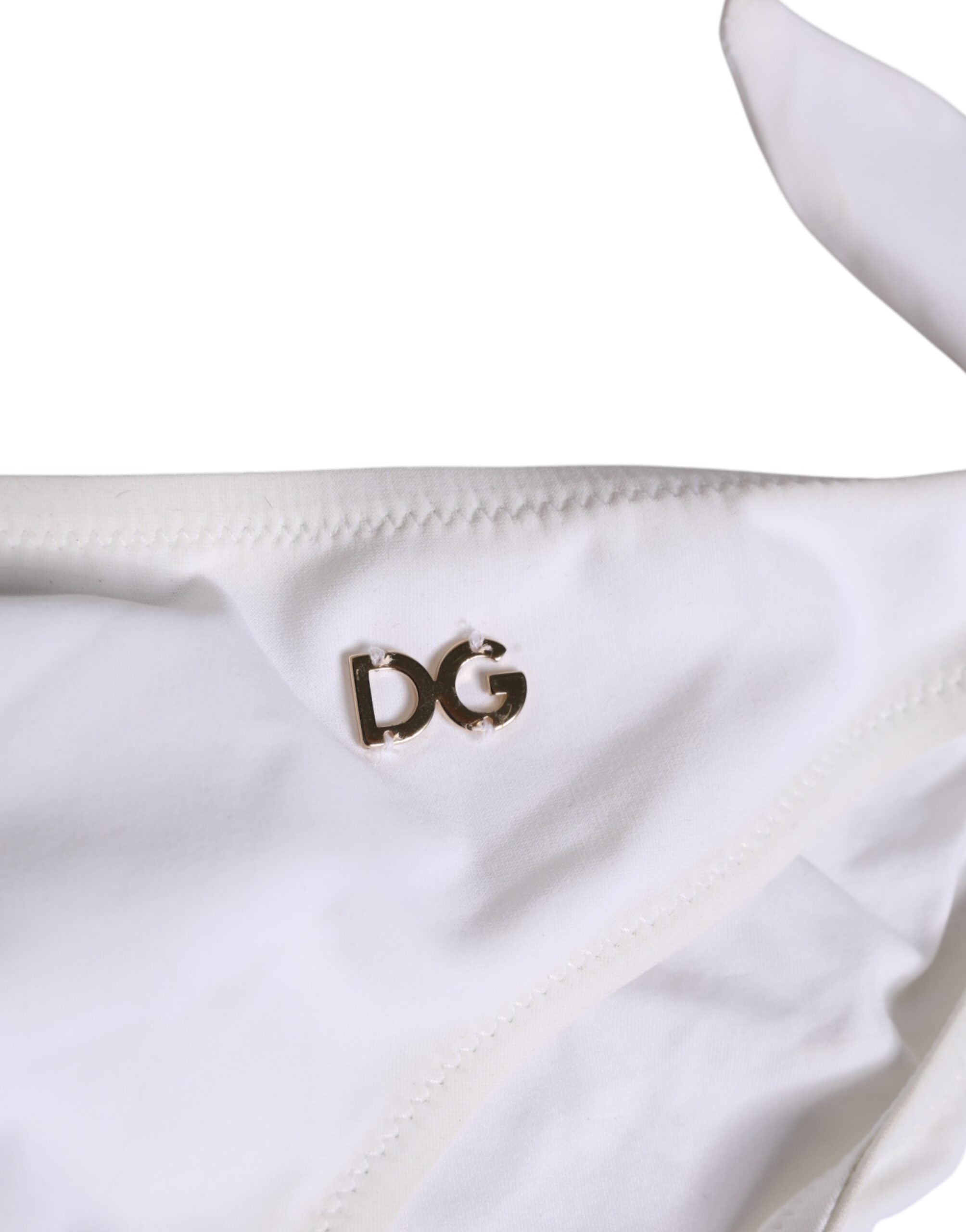 New Dolce & Gabbana White Side Tie Logo Bikini Bottom Underwear