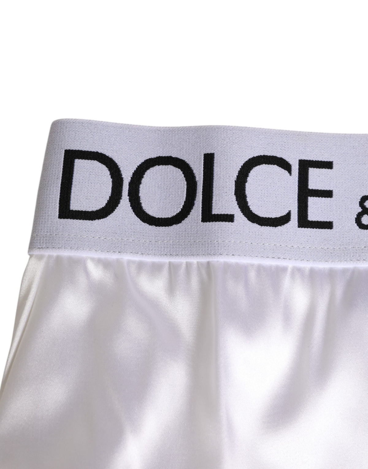 New Dolce & Gabbana White Satin High-Waist Brief Logo Women Underwear