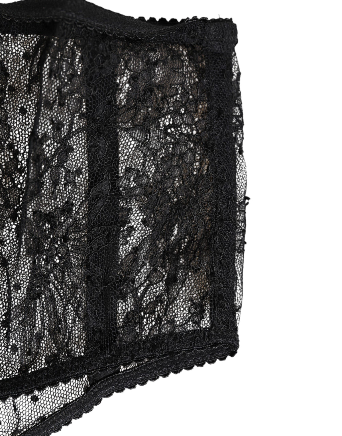 New Dolce & Gabbana Black Lace Polka Dot Mesh High Waist Underwear