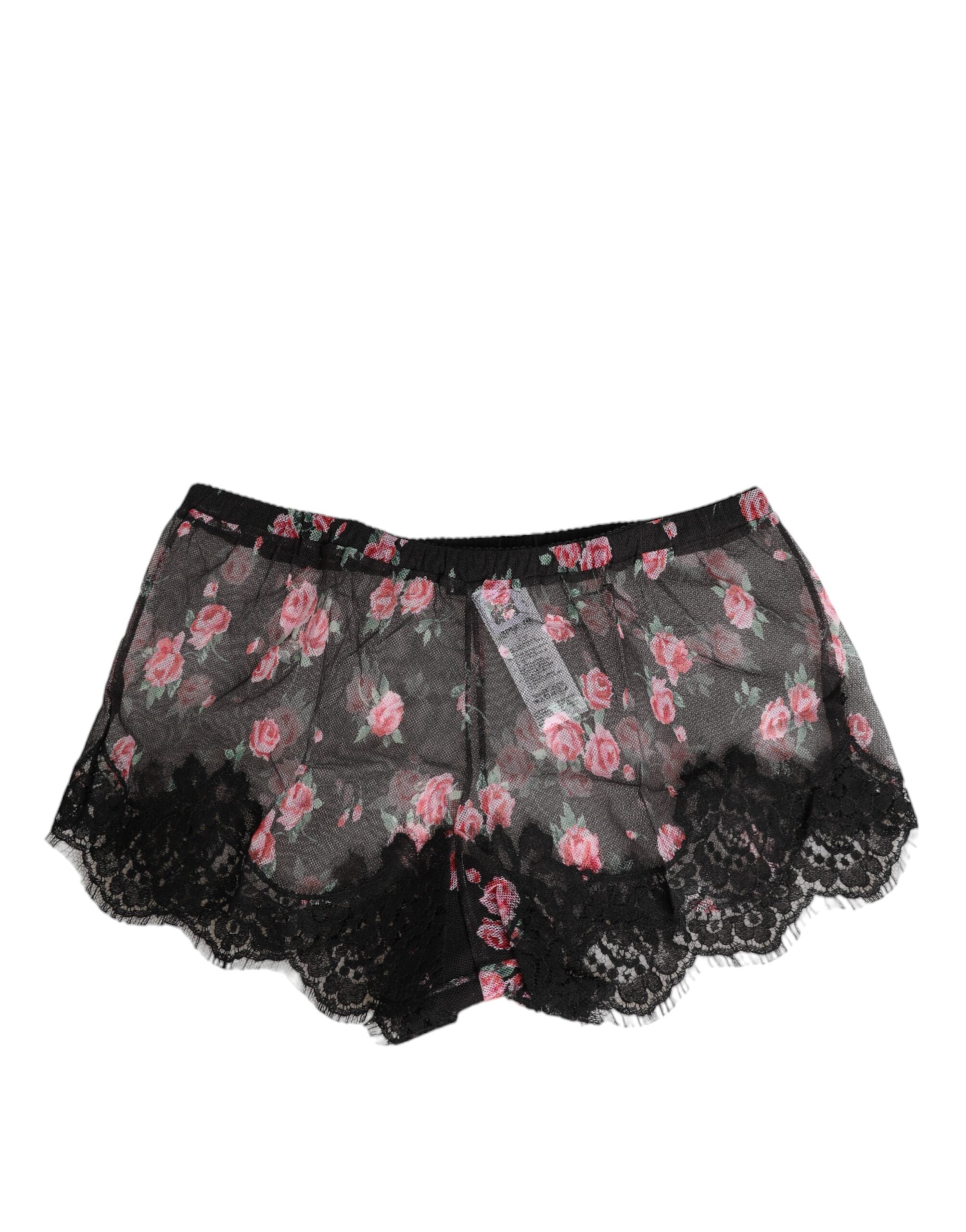 New Dolce & Gabbana Black Pink Floral Lace Mesh Lingeri Underwear