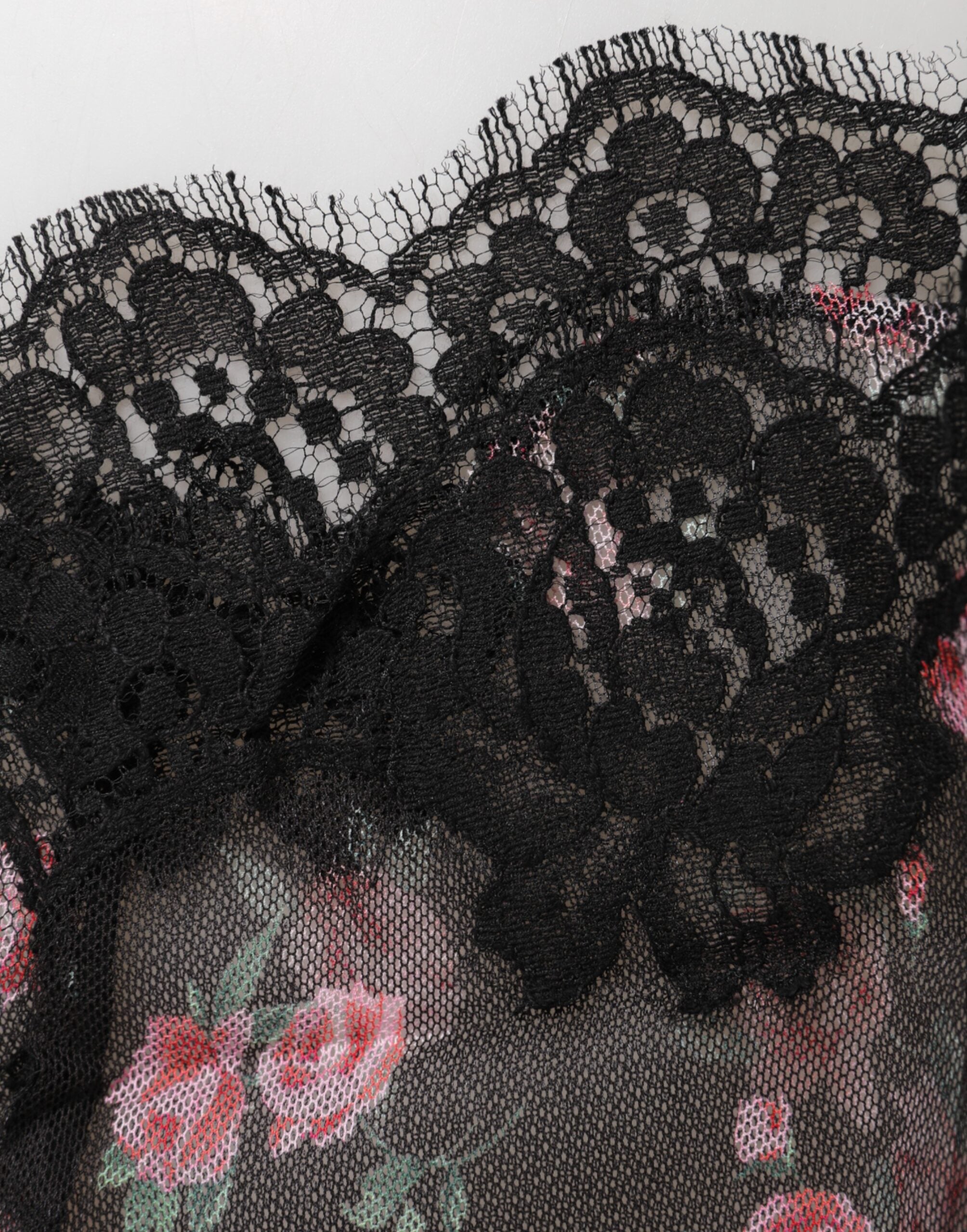 New Dolce & Gabbana Black Pink Floral Lace Mesh Lingeri Underwear