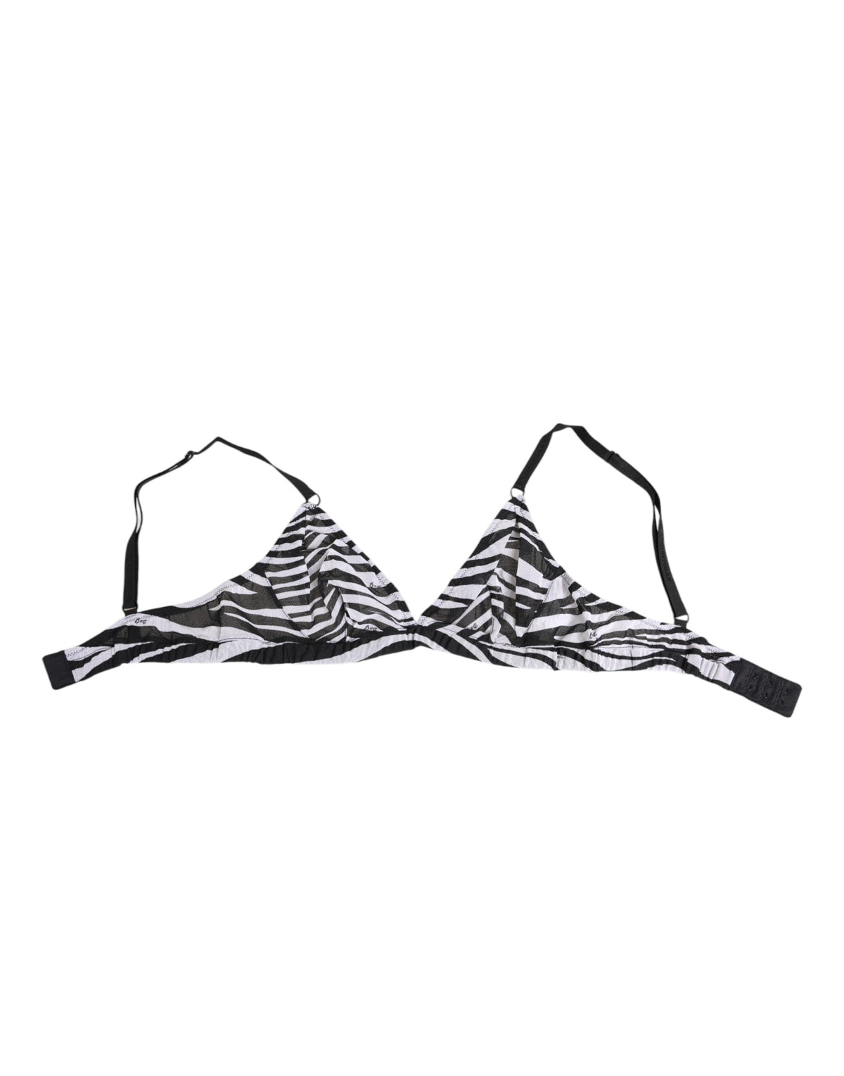 New Dolce & Gabbana Black White Zebra Print Sheer Mesh Bralette Underwear