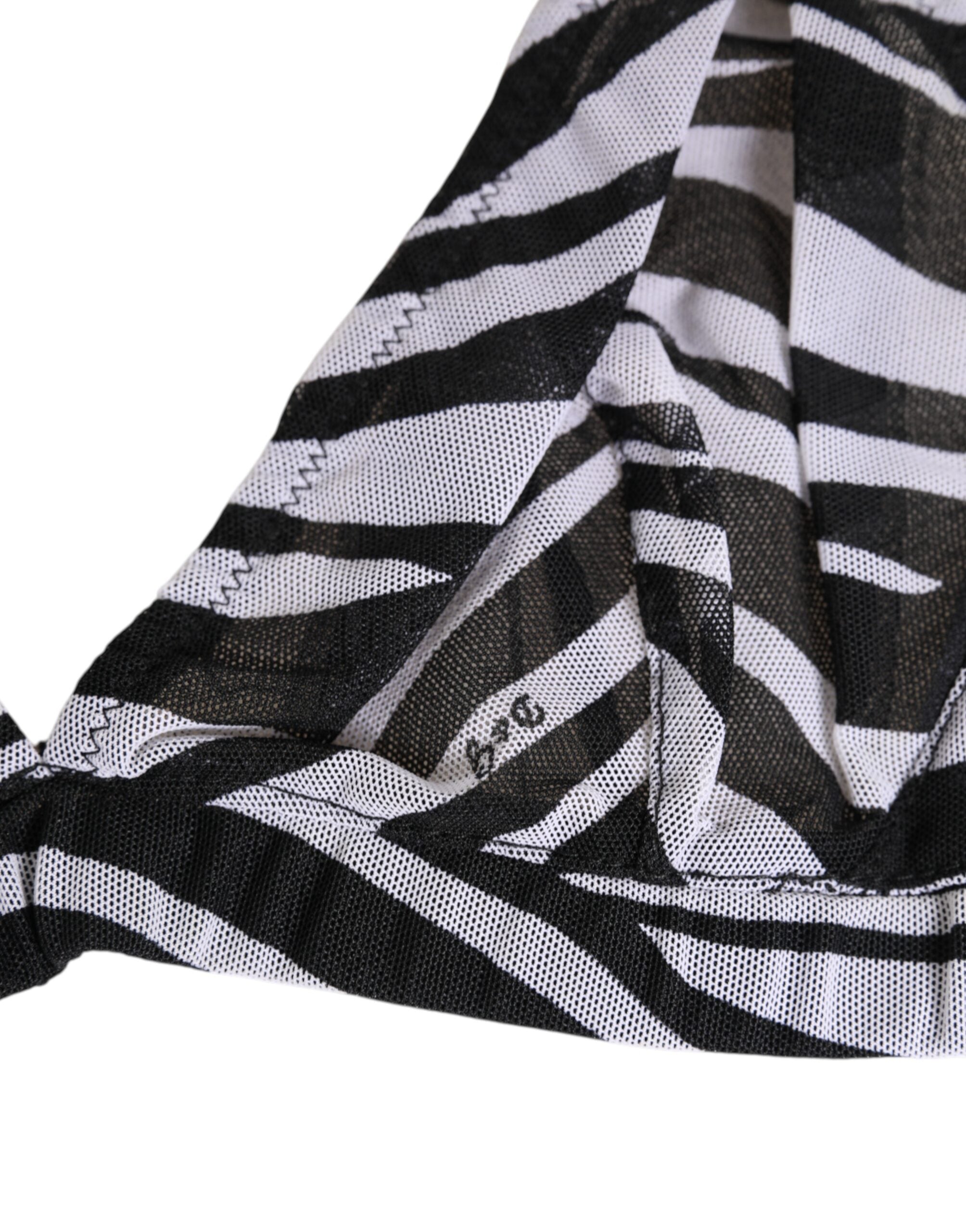 New Dolce & Gabbana Black White Zebra Print Sheer Mesh Bralette Underwear
