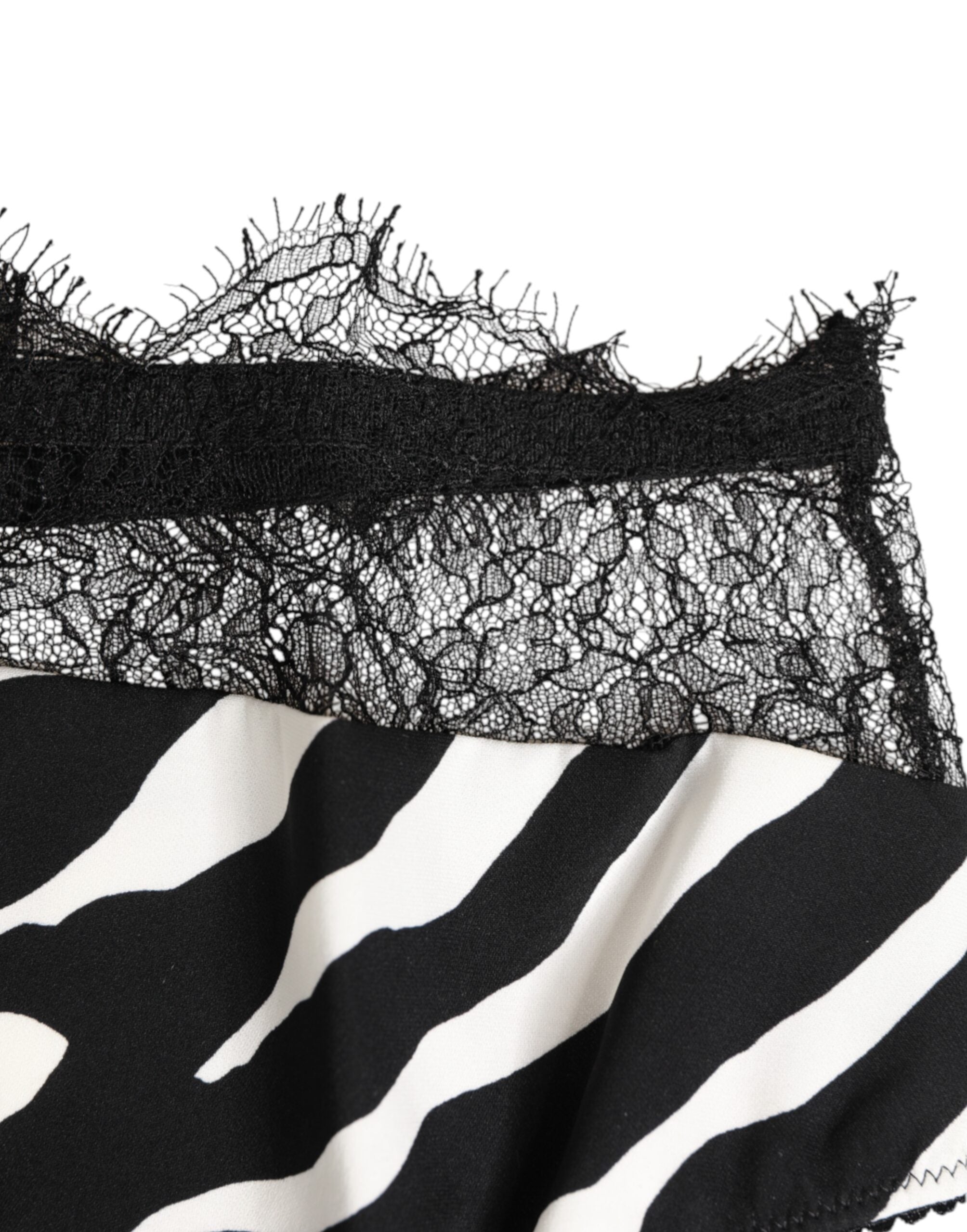 New Dolce & Gabbana Black White Zebra Print Lace Trim High Underwear