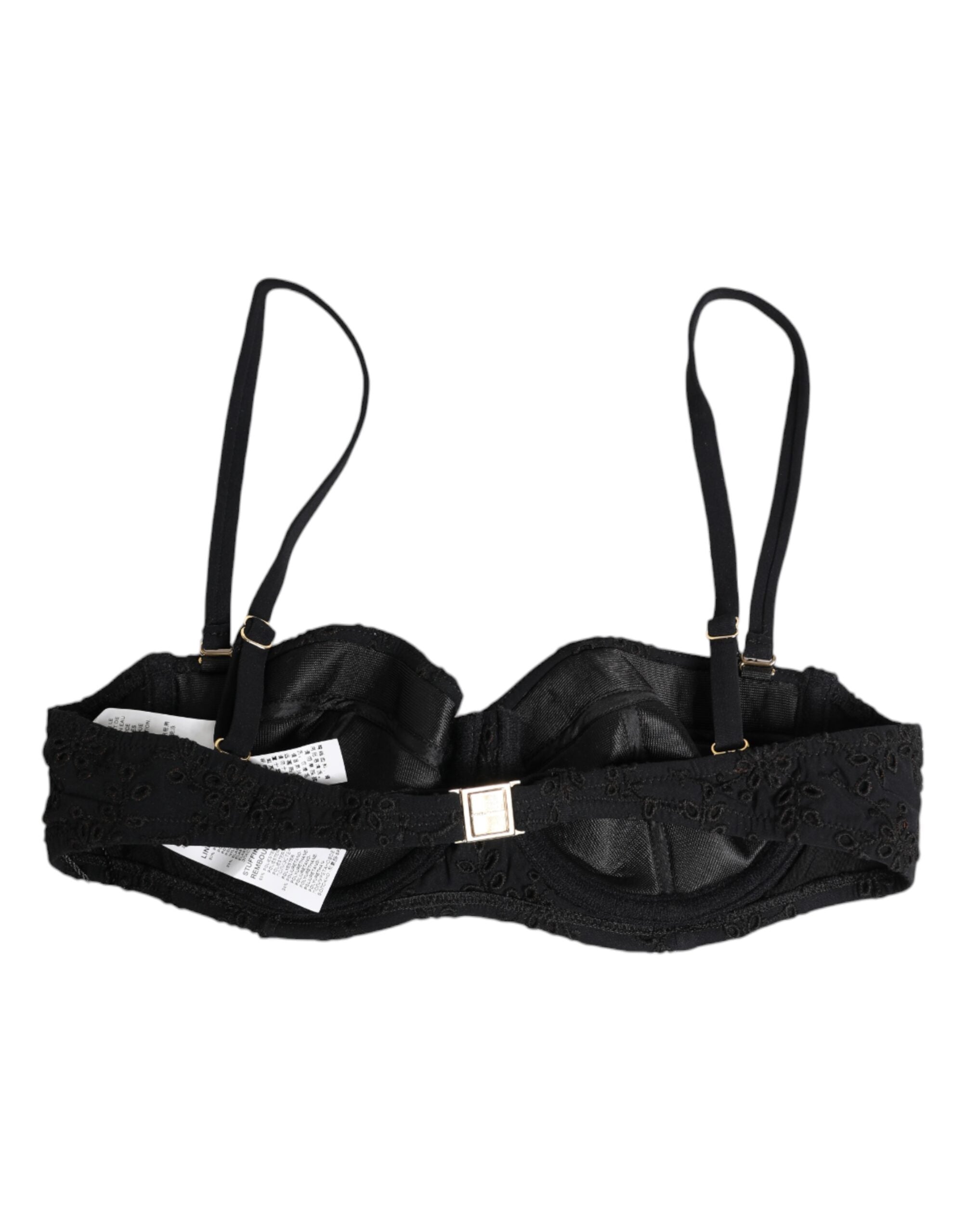 New Dolce & Gabbana Black Embroidered Underwire Bra Underwear