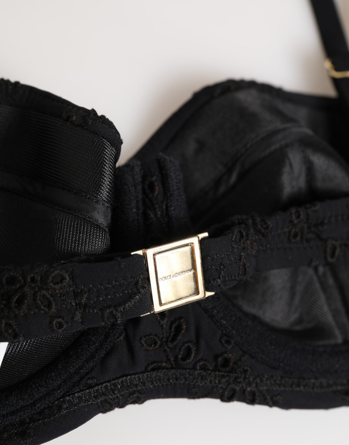 New Dolce & Gabbana Black Embroidered Underwire Bra Underwear