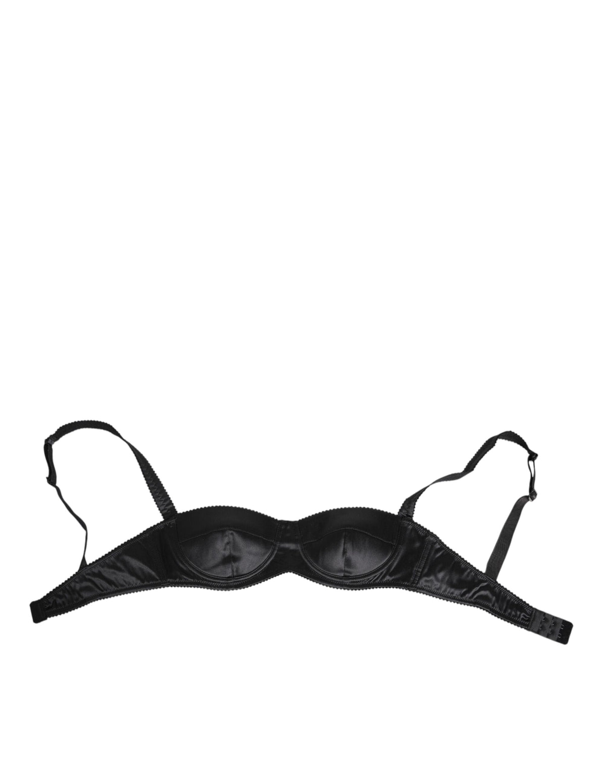 New Dolce & Gabbana Black Silk Satin Wireless Lingerie Bra Underwear