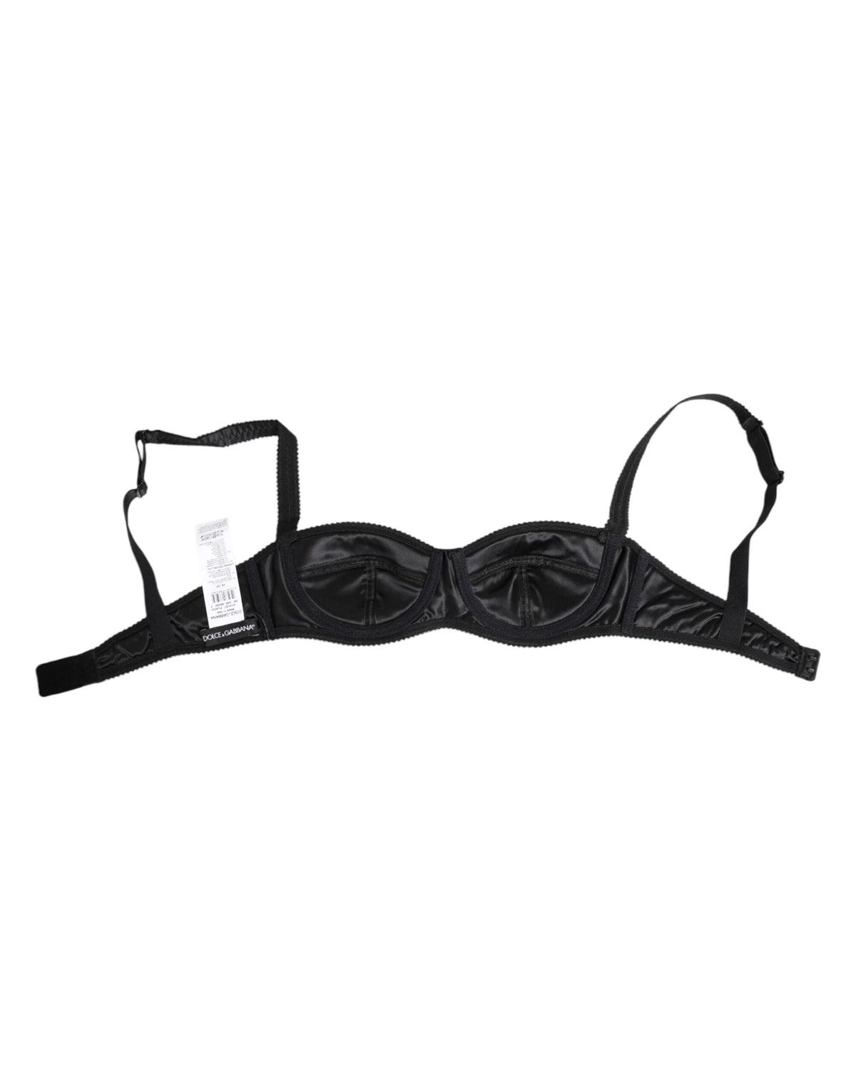 New Dolce & Gabbana Black Silk Satin Wireless Lingerie Bra Underwear