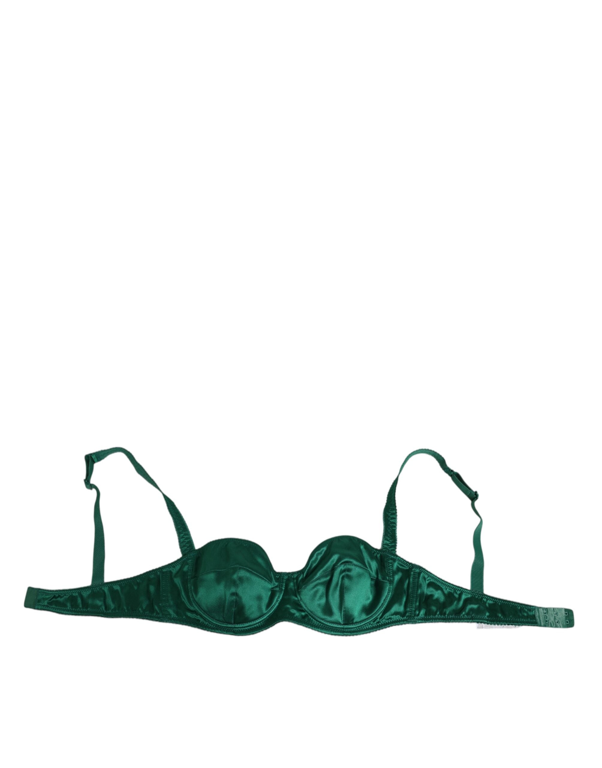New Dolce & Gabbana Green Satin Semi-Padded Underwire Musk Underwear